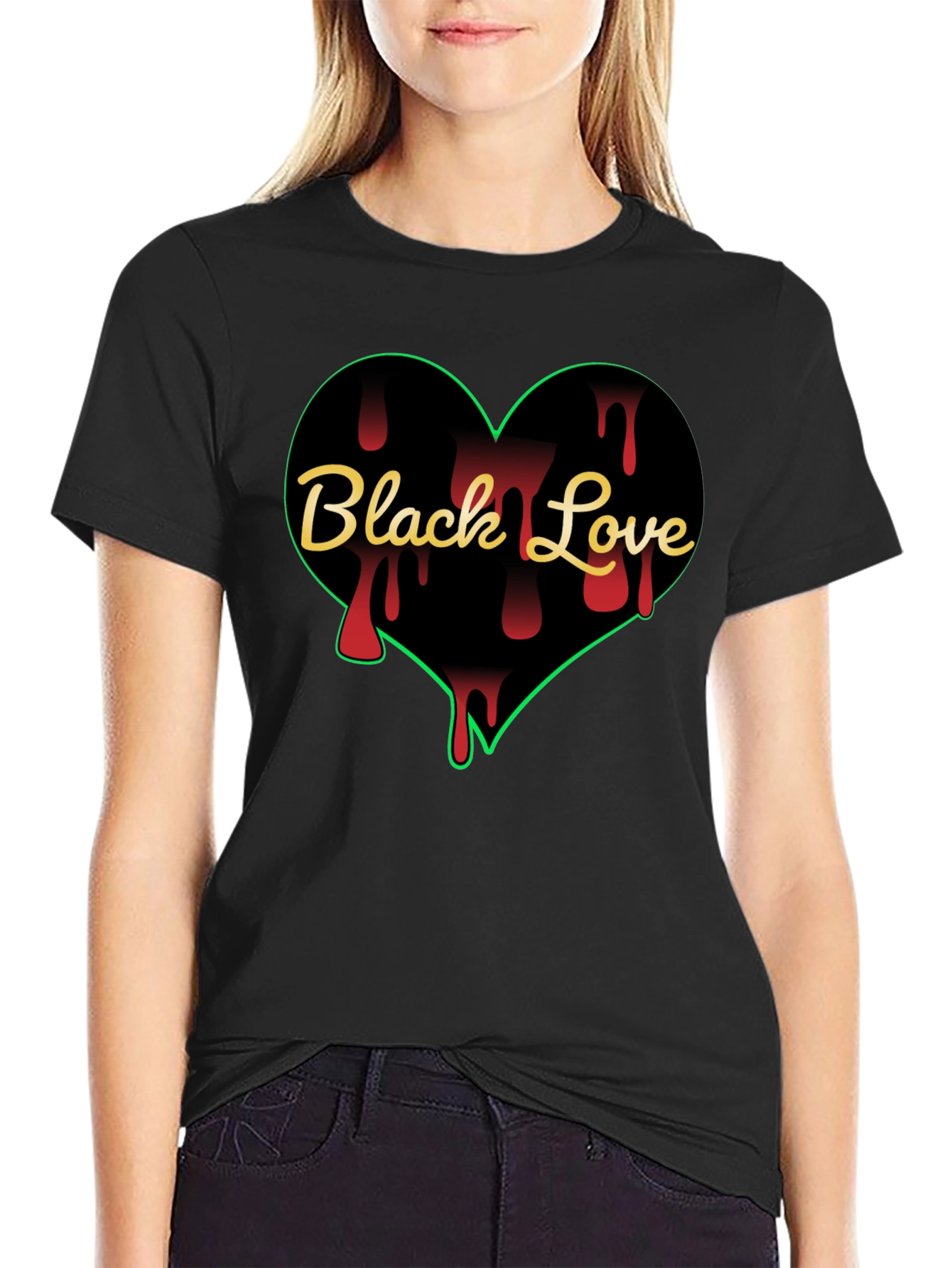 Black Love Heart Graphic T-Shirt