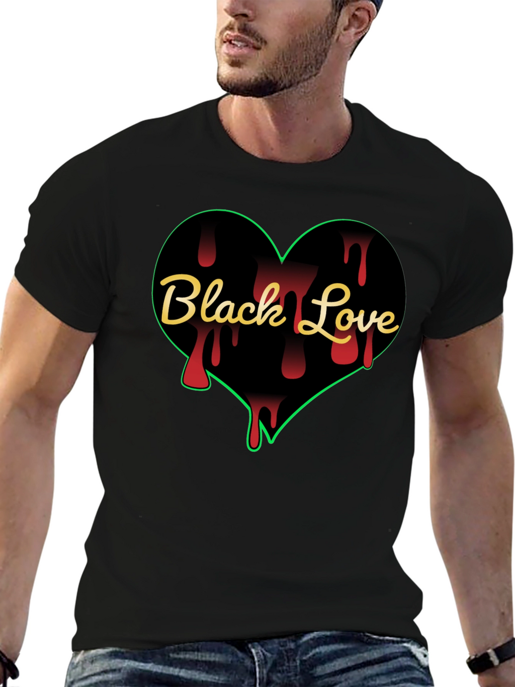 Black Love Heart Graphic T-Shirt