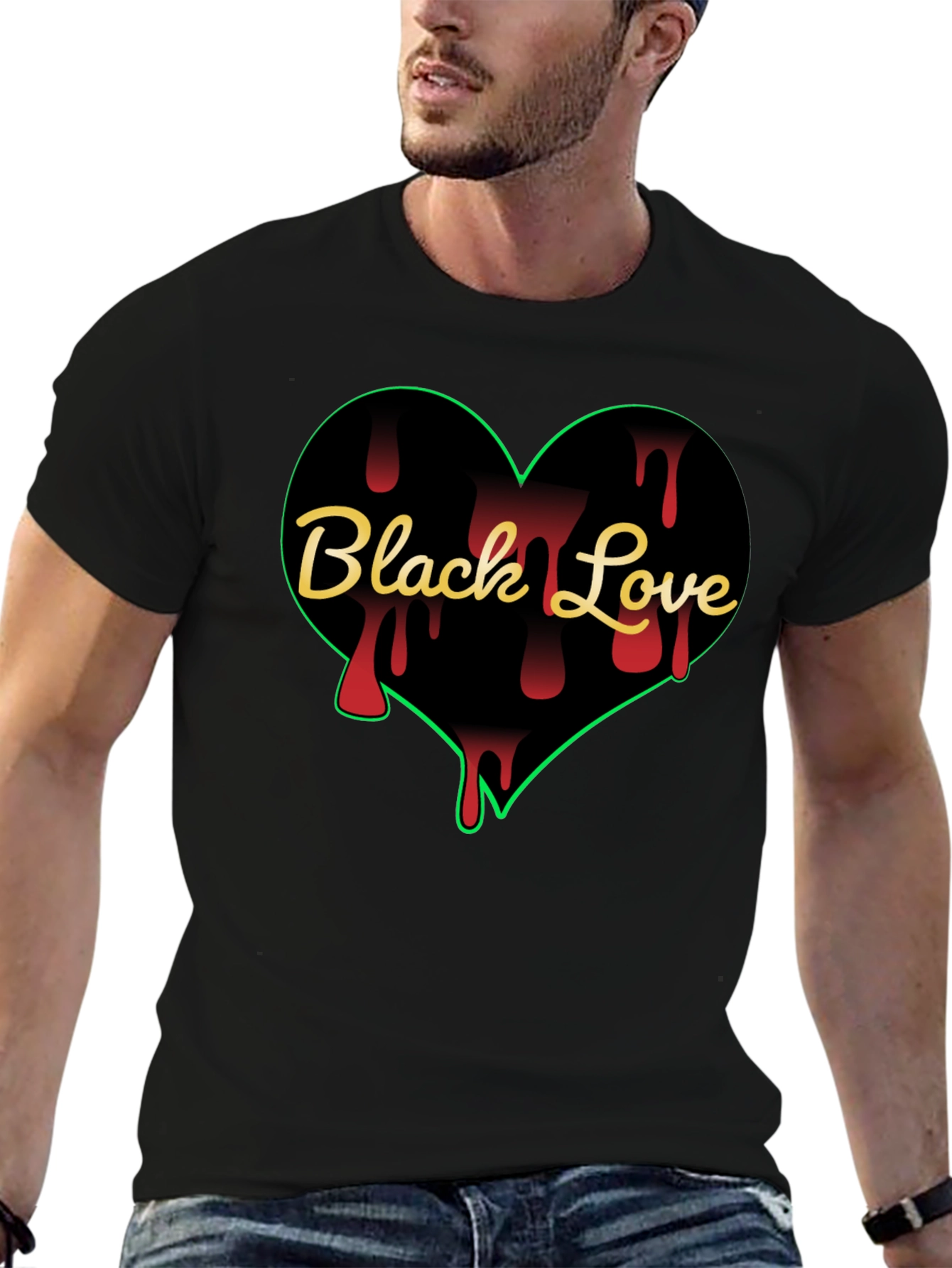 Black Love Heart Graphic T-Shirt