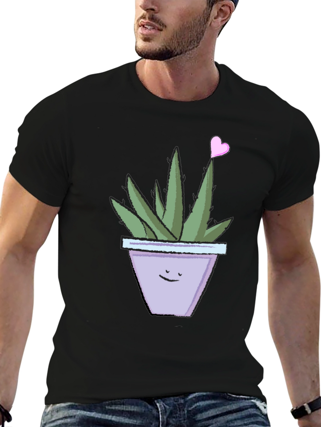 Cute Smiling Potted Plant Graphic Tee