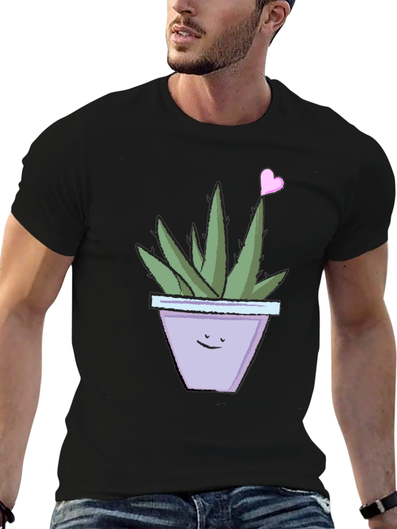 Cute Smiling Potted Plant Graphic Tee
