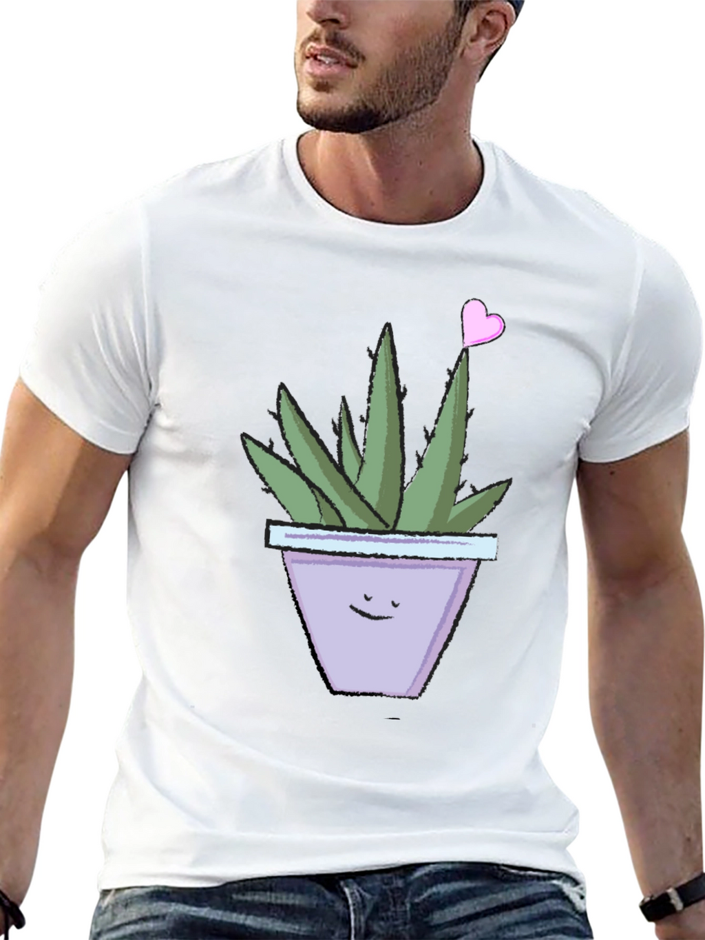 Cute Smiling Potted Plant Graphic Tee