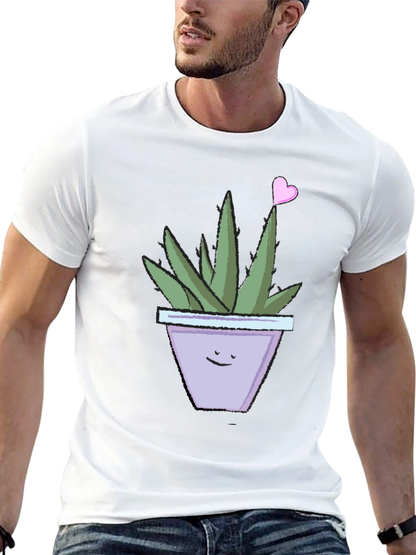 Cute Smiling Potted Plant Graphic Tee