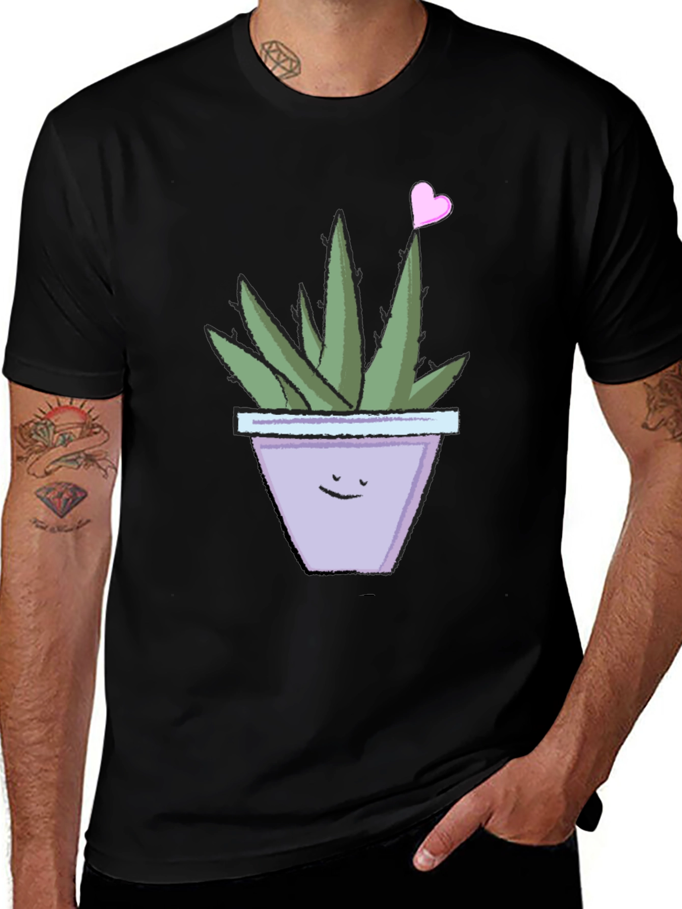 Cute Smiling Potted Plant Graphic Tee