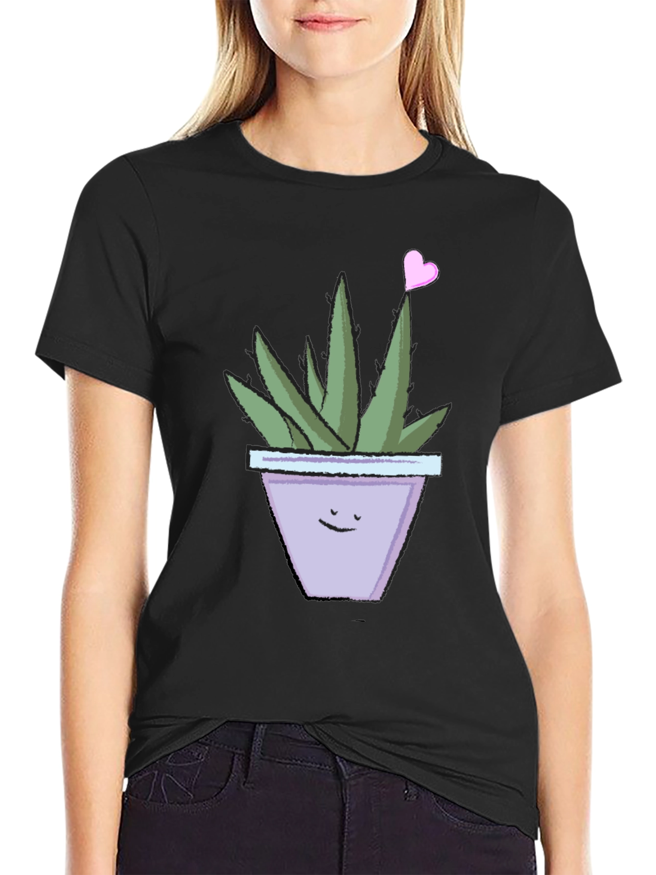 Cute Smiling Potted Plant Graphic Tee