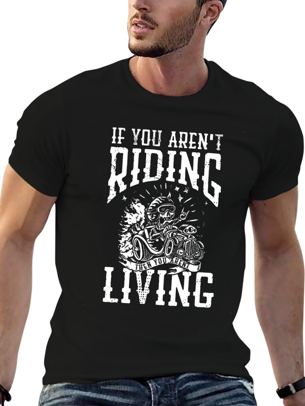 Riding Skeleton Graphic T-Shirt - Black