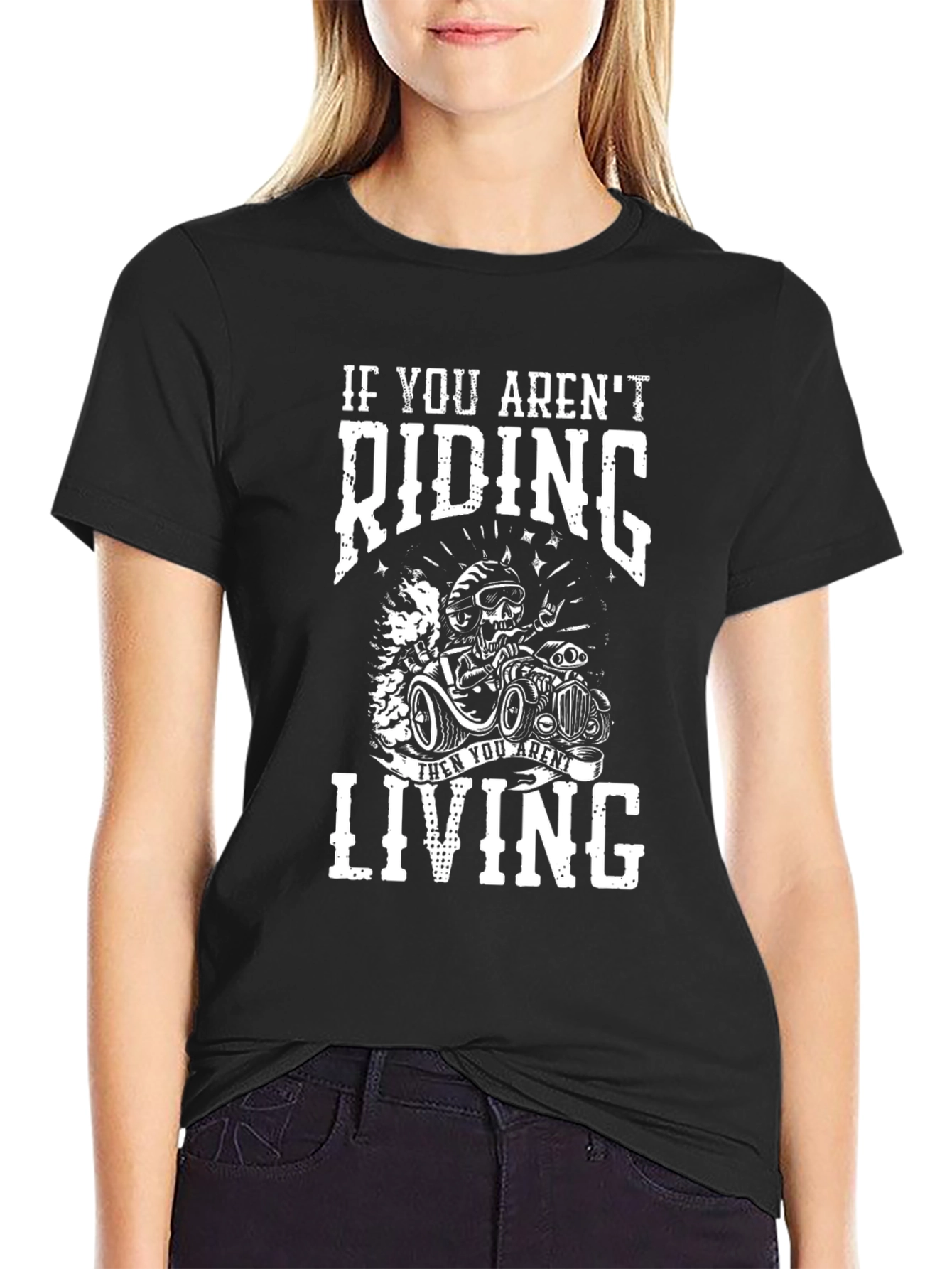 Riding Skeleton Graphic T-Shirt - Black