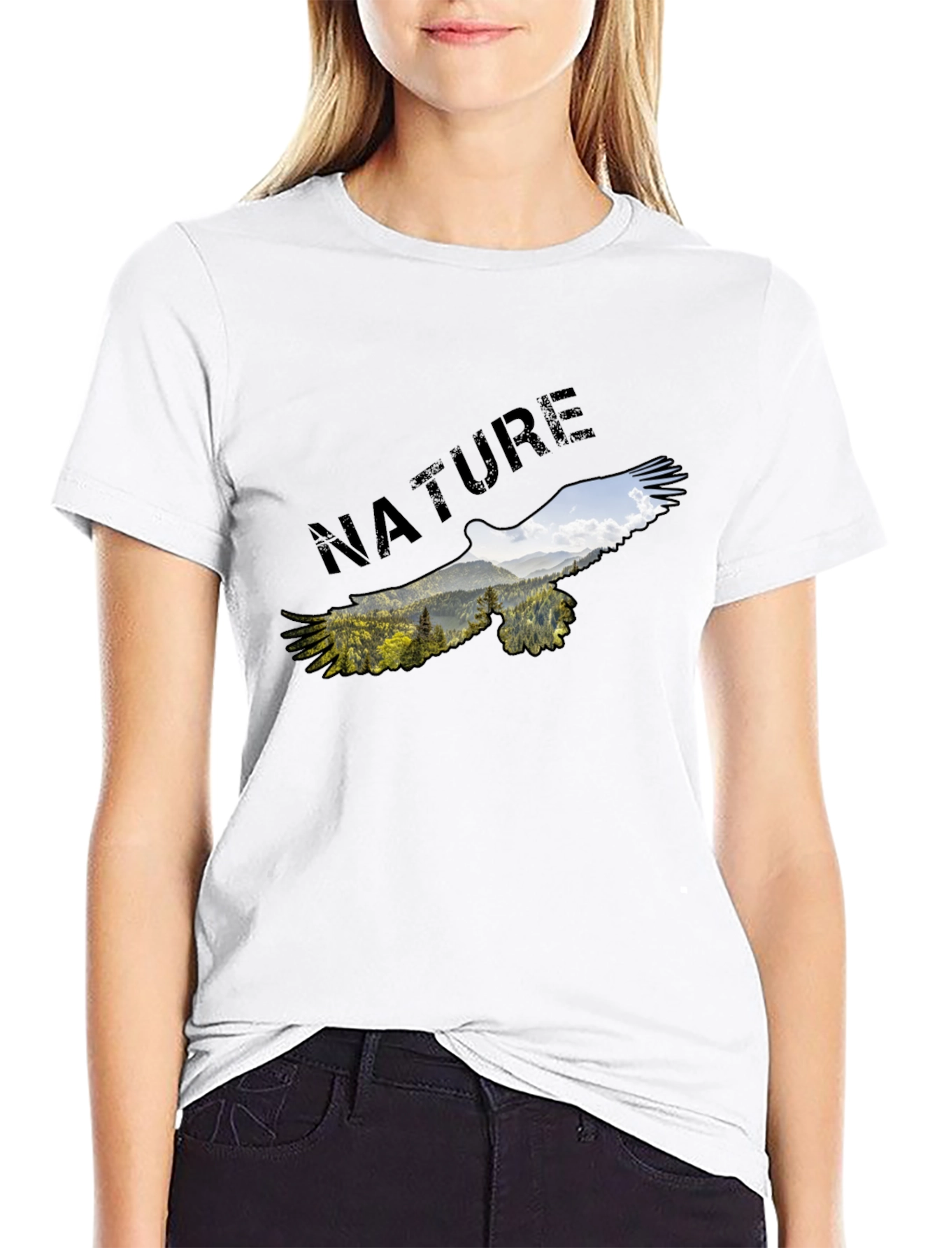 Nature Eagle Graphic Black T-Shirt