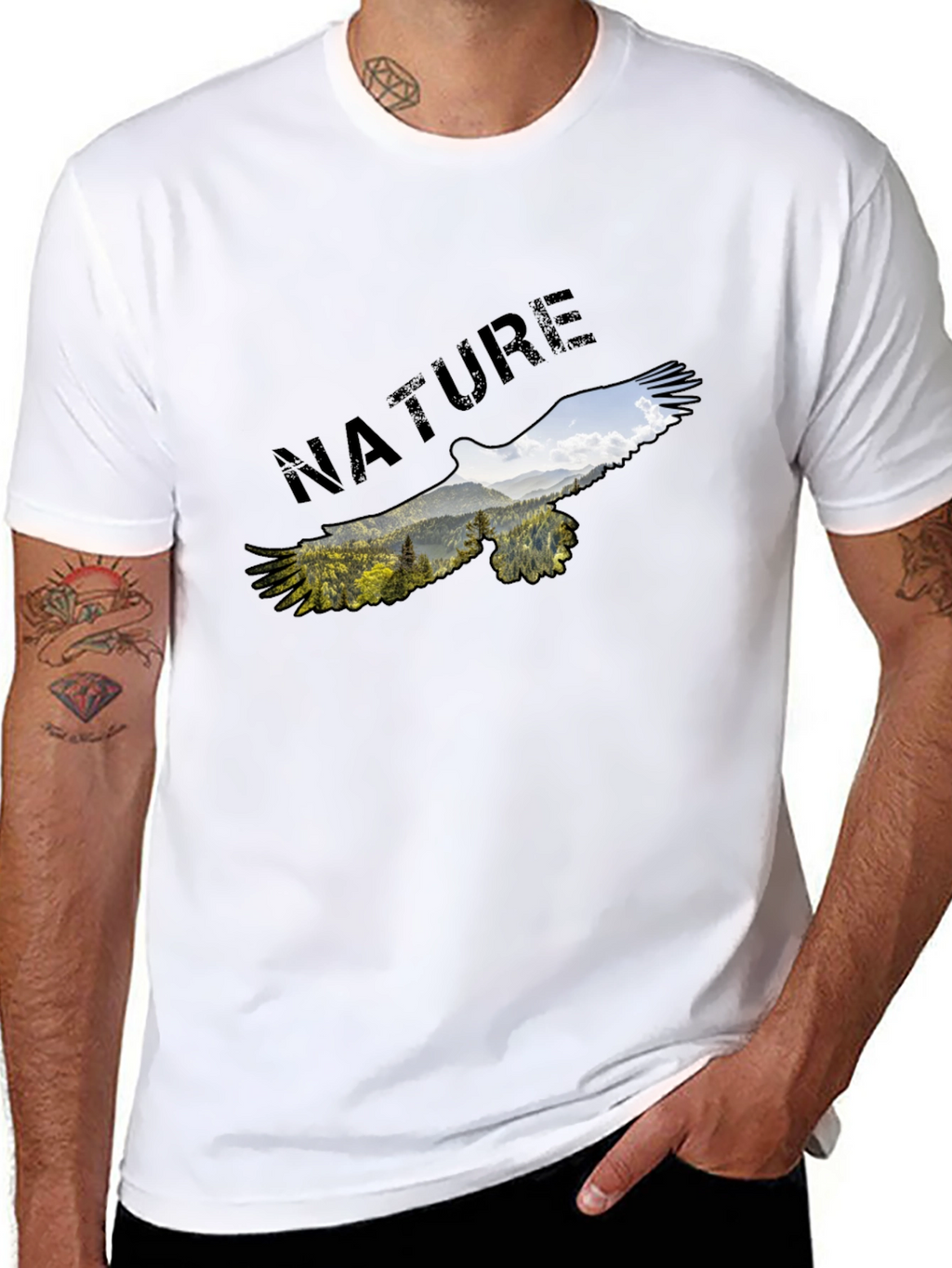Nature Eagle Graphic Black T-Shirt