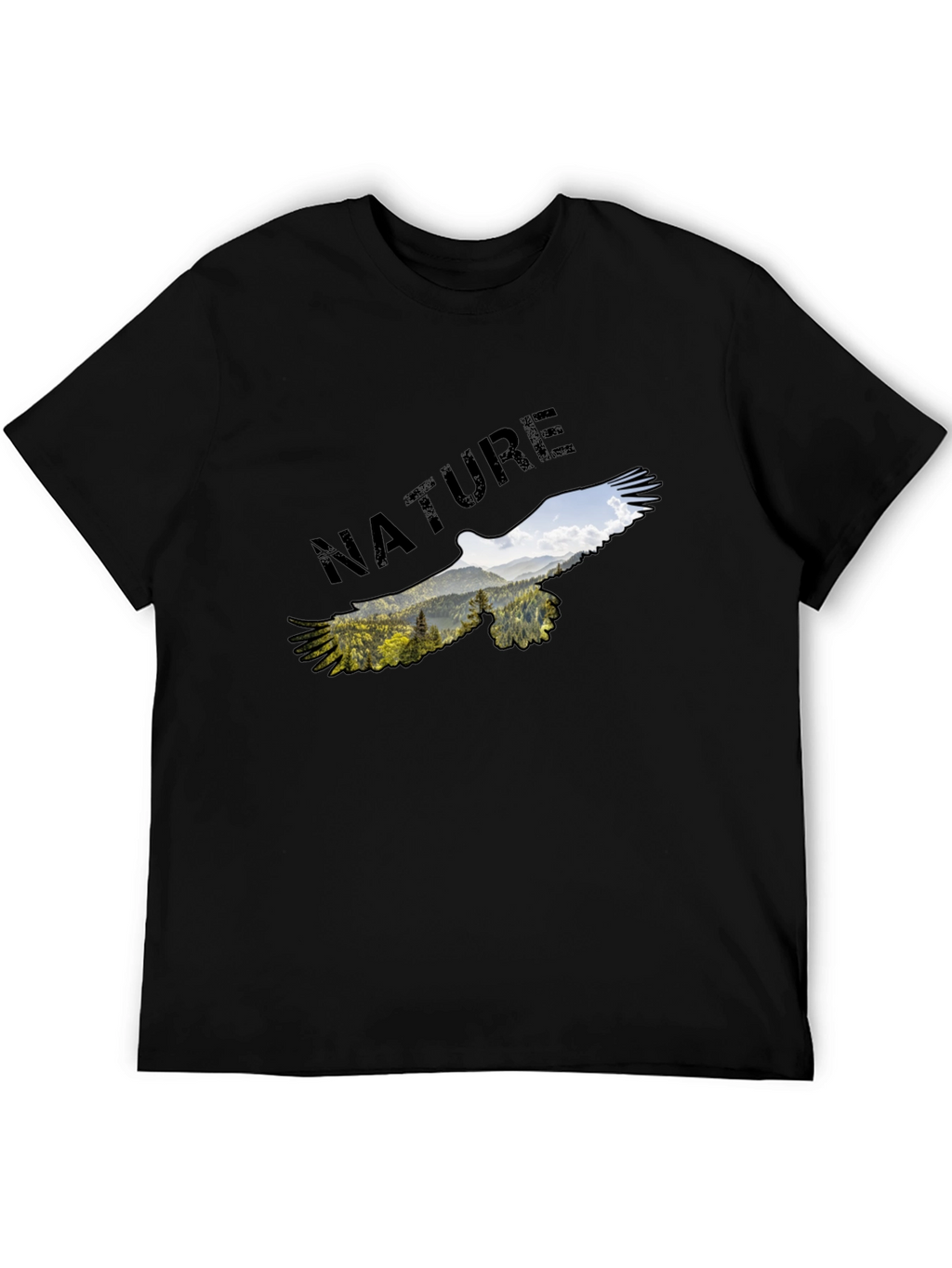 Nature Eagle Graphic Black T-Shirt