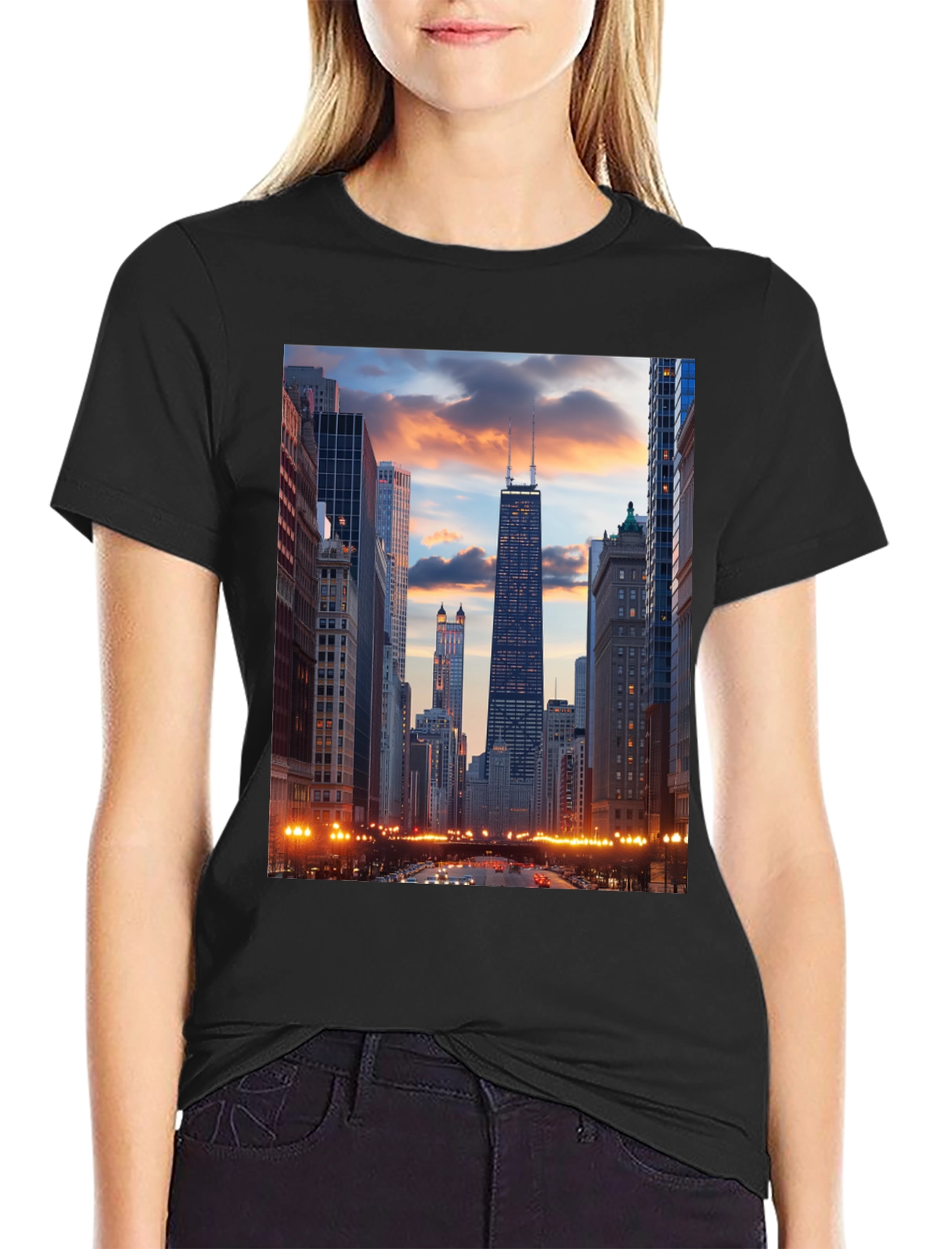 Chicago Skyline Graphic Black T-Shirt