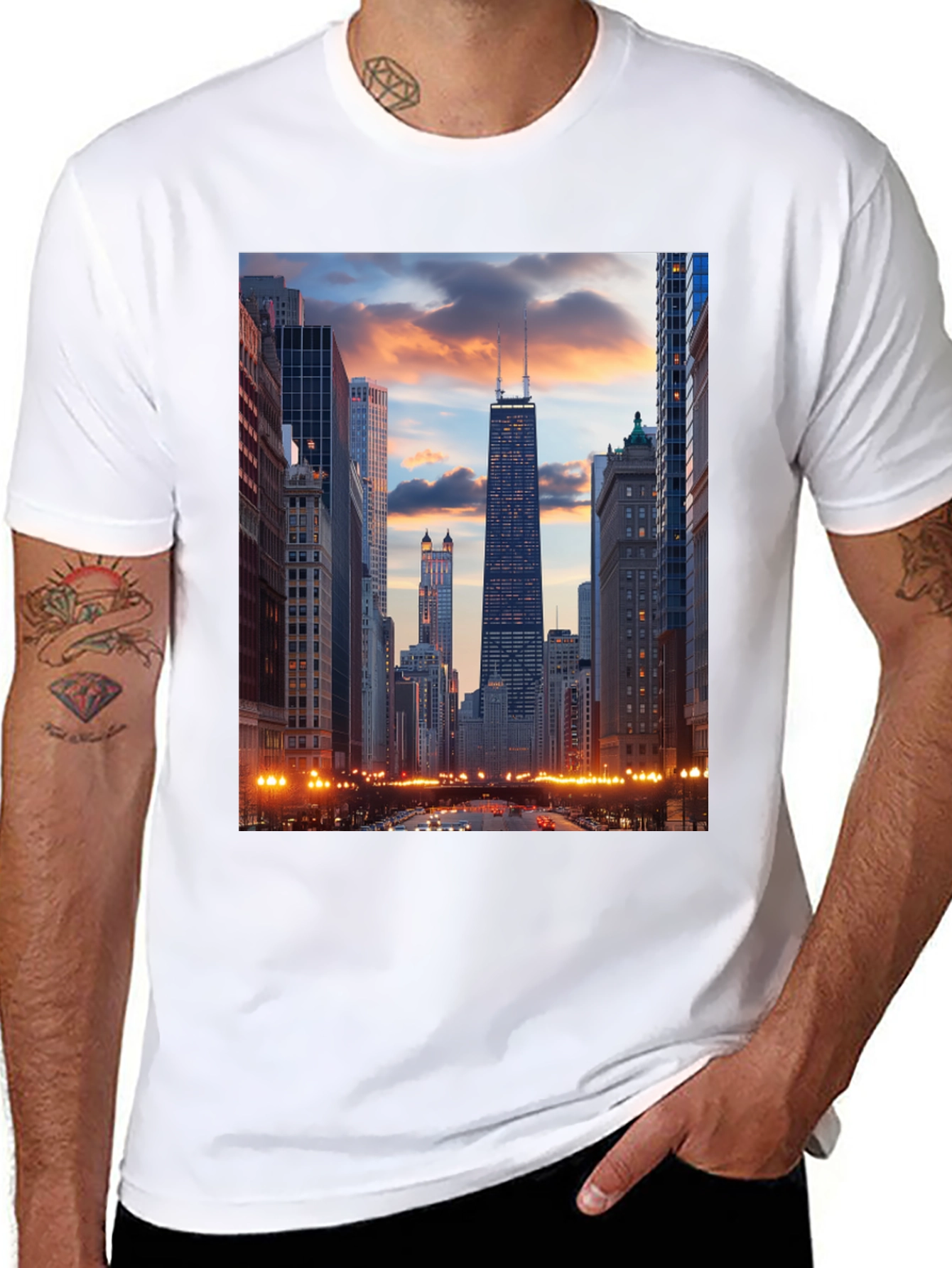 Chicago Skyline Graphic Black T-Shirt