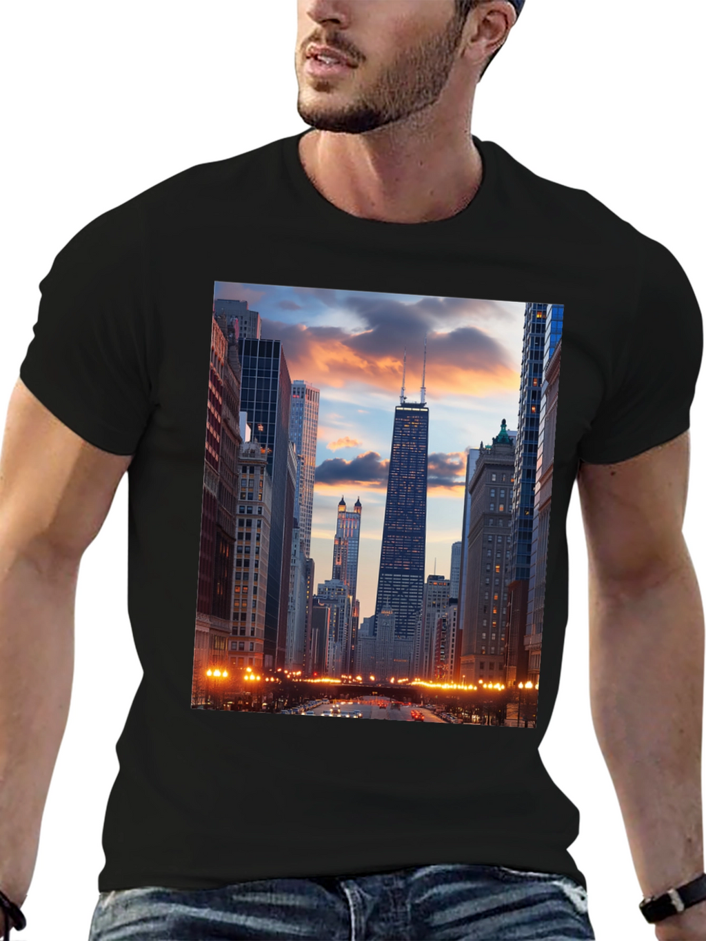 Chicago Skyline Graphic Black T-Shirt