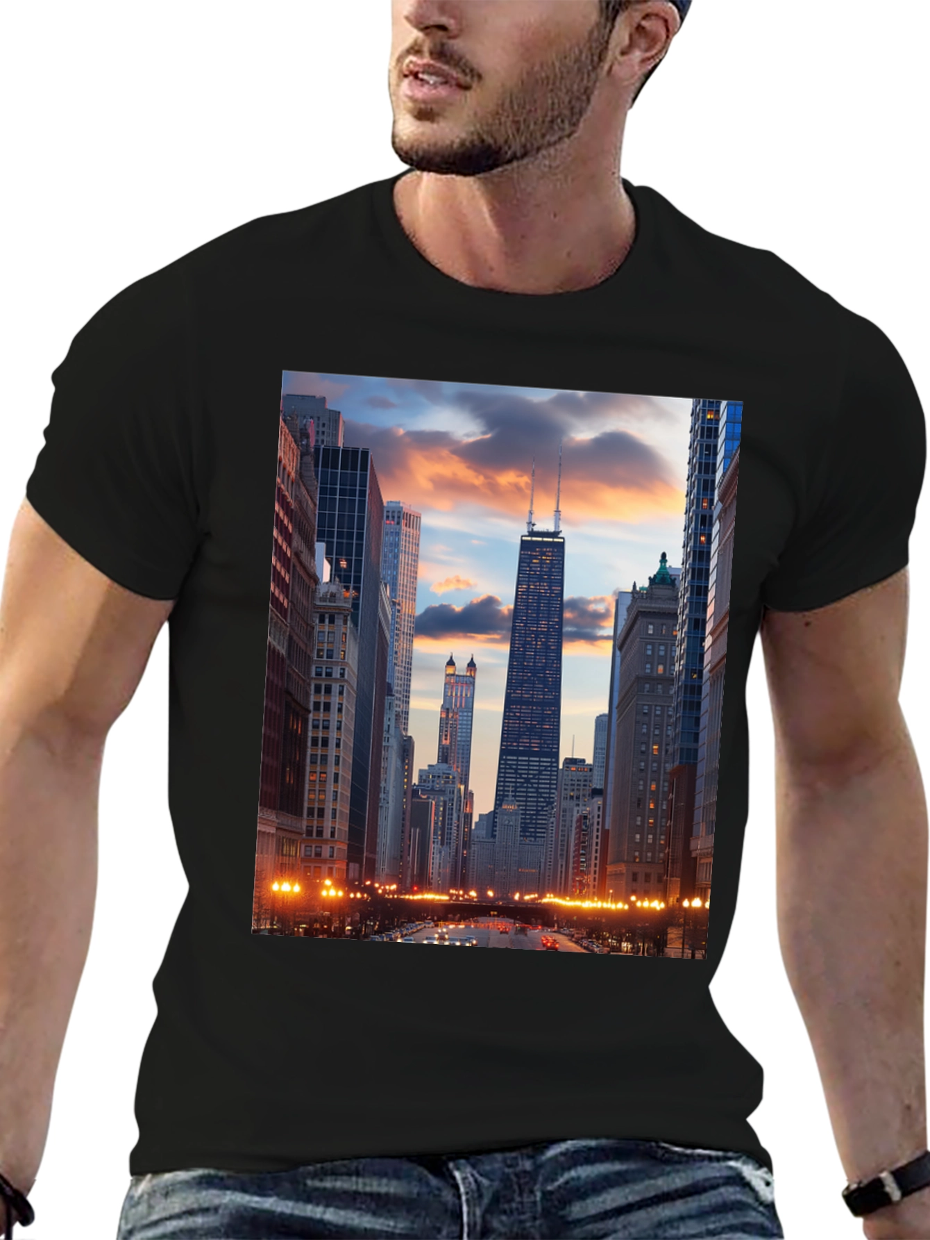 Chicago Skyline Graphic Black T-Shirt