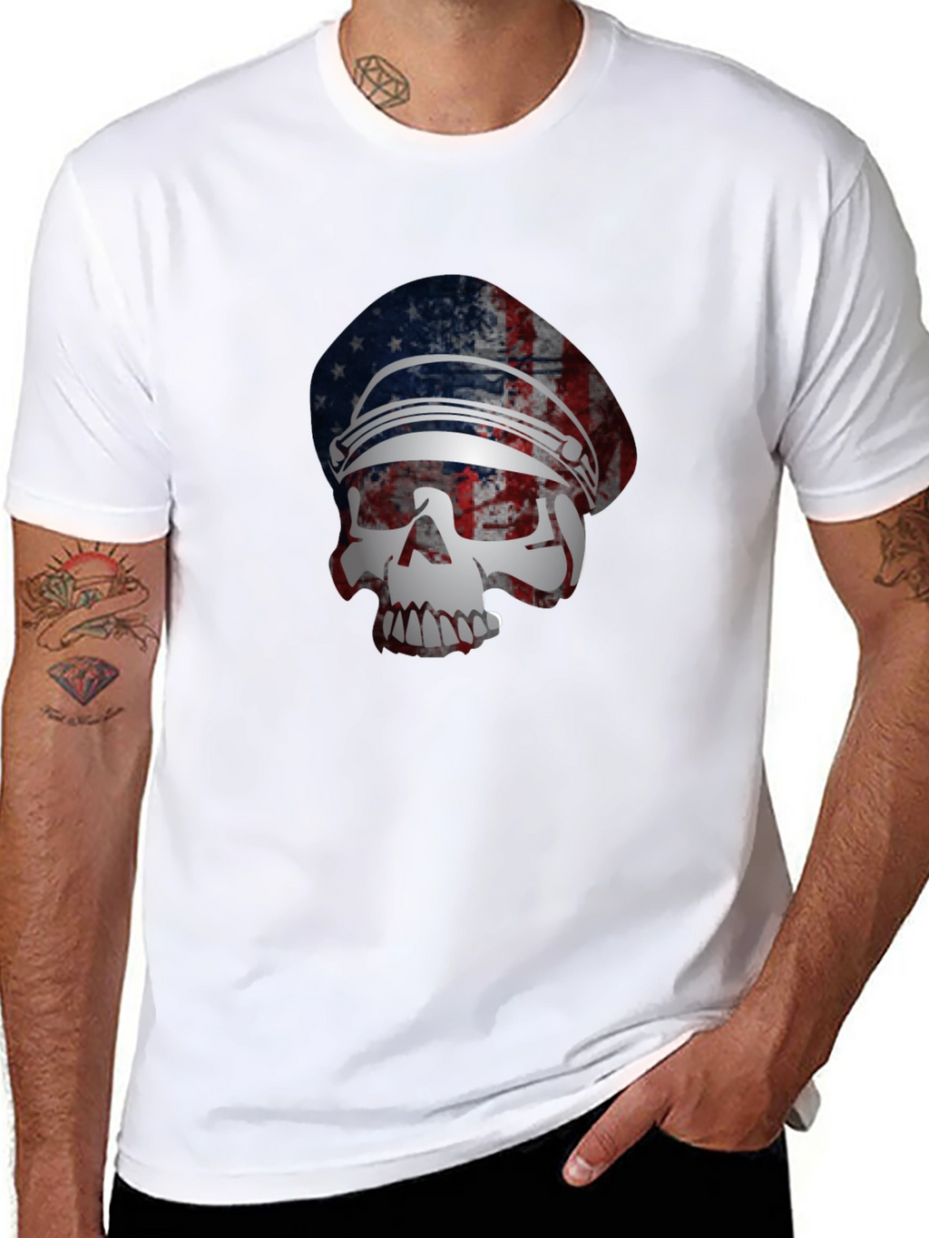American Flag Skull Graphic T-Shirt