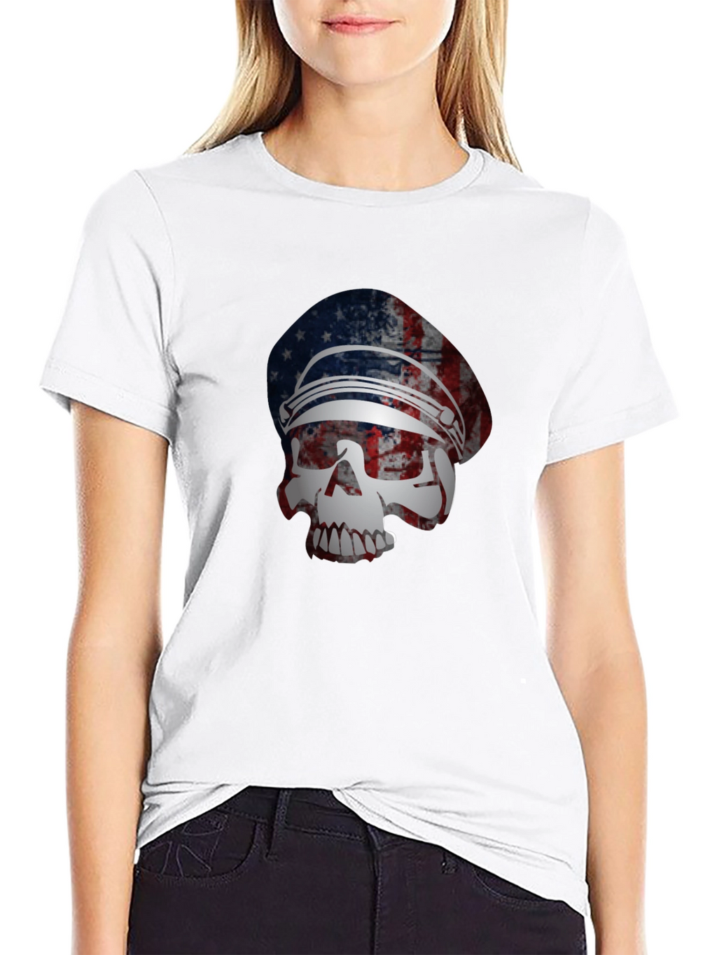 American Flag Skull Graphic T-Shirt