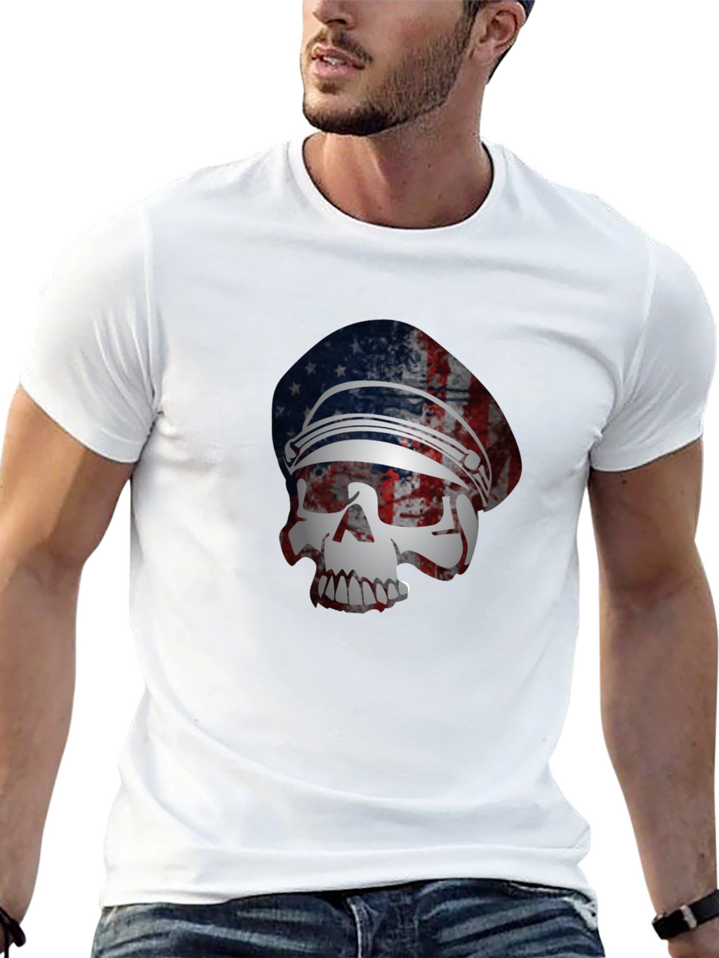 American Flag Skull Graphic T-Shirt