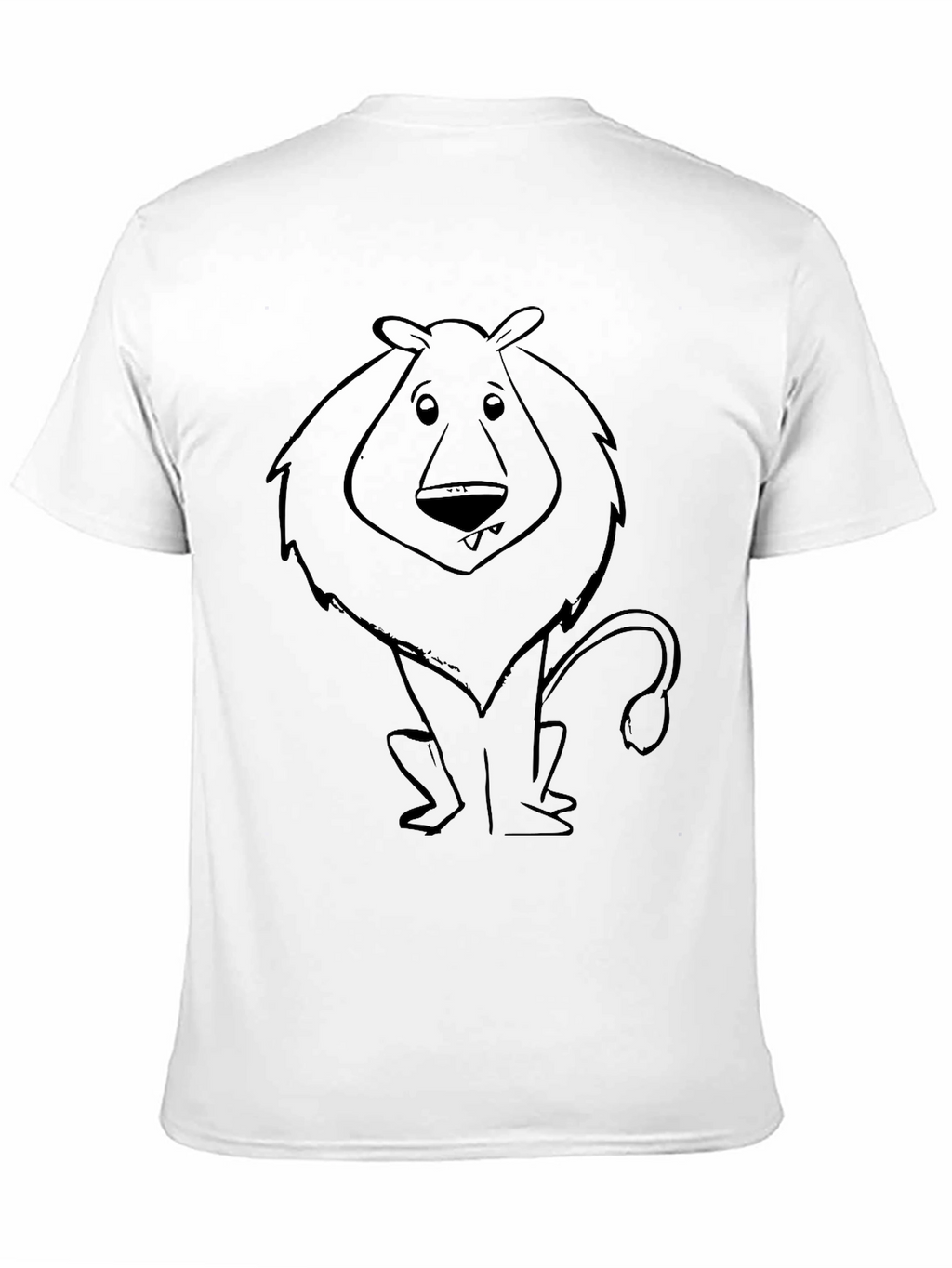Cartoon Lion Graphic Tee - Black Cotton Blend