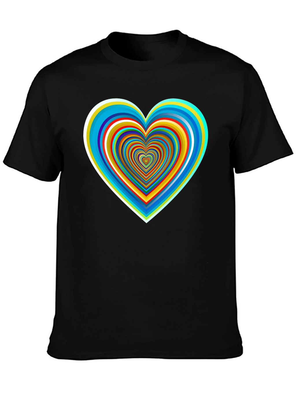 Psychedelic Heart Graphic Tee - Stylish Black Shirt