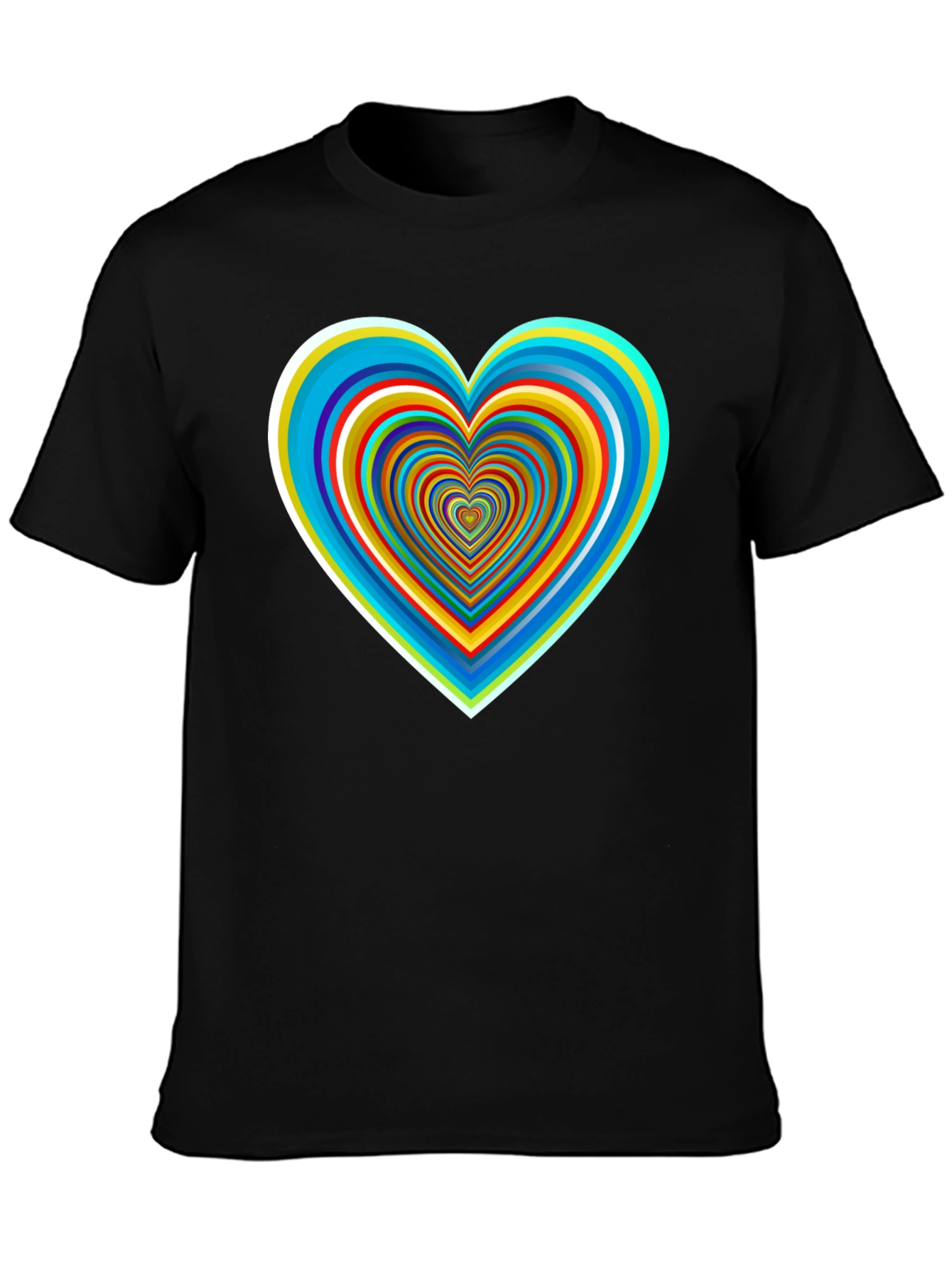 Psychedelic Heart Graphic Tee - Stylish Black Shirt