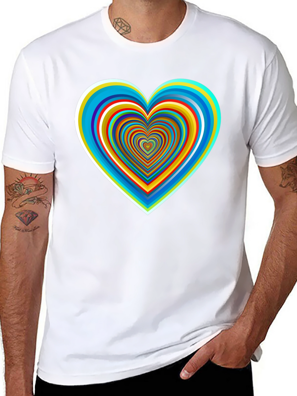 Psychedelic Heart Graphic Tee - Stylish Black Shirt