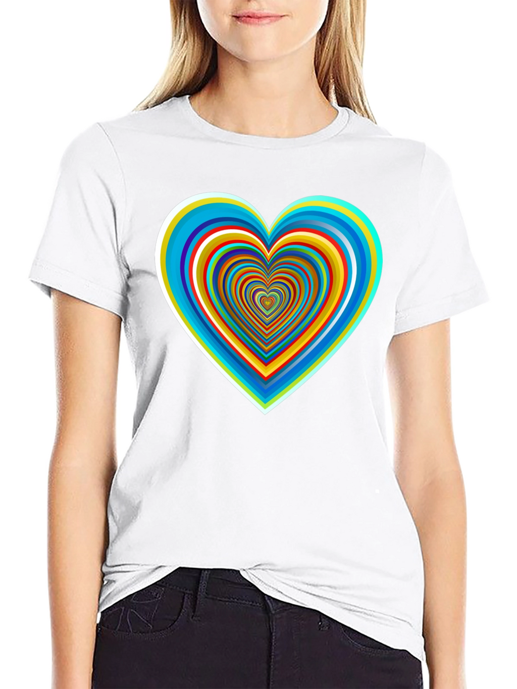 Psychedelic Heart Graphic Tee - Stylish Black Shirt