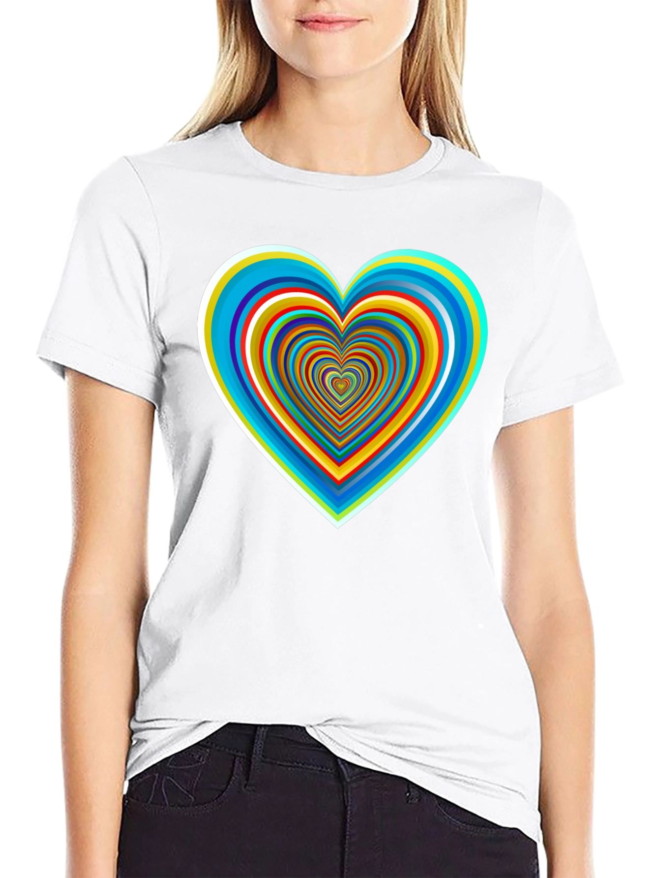 Psychedelic Heart Graphic Tee - Stylish Black Shirt