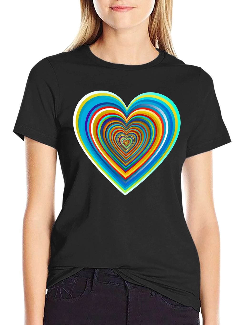 Psychedelic Heart Graphic Tee - Stylish Black Shirt