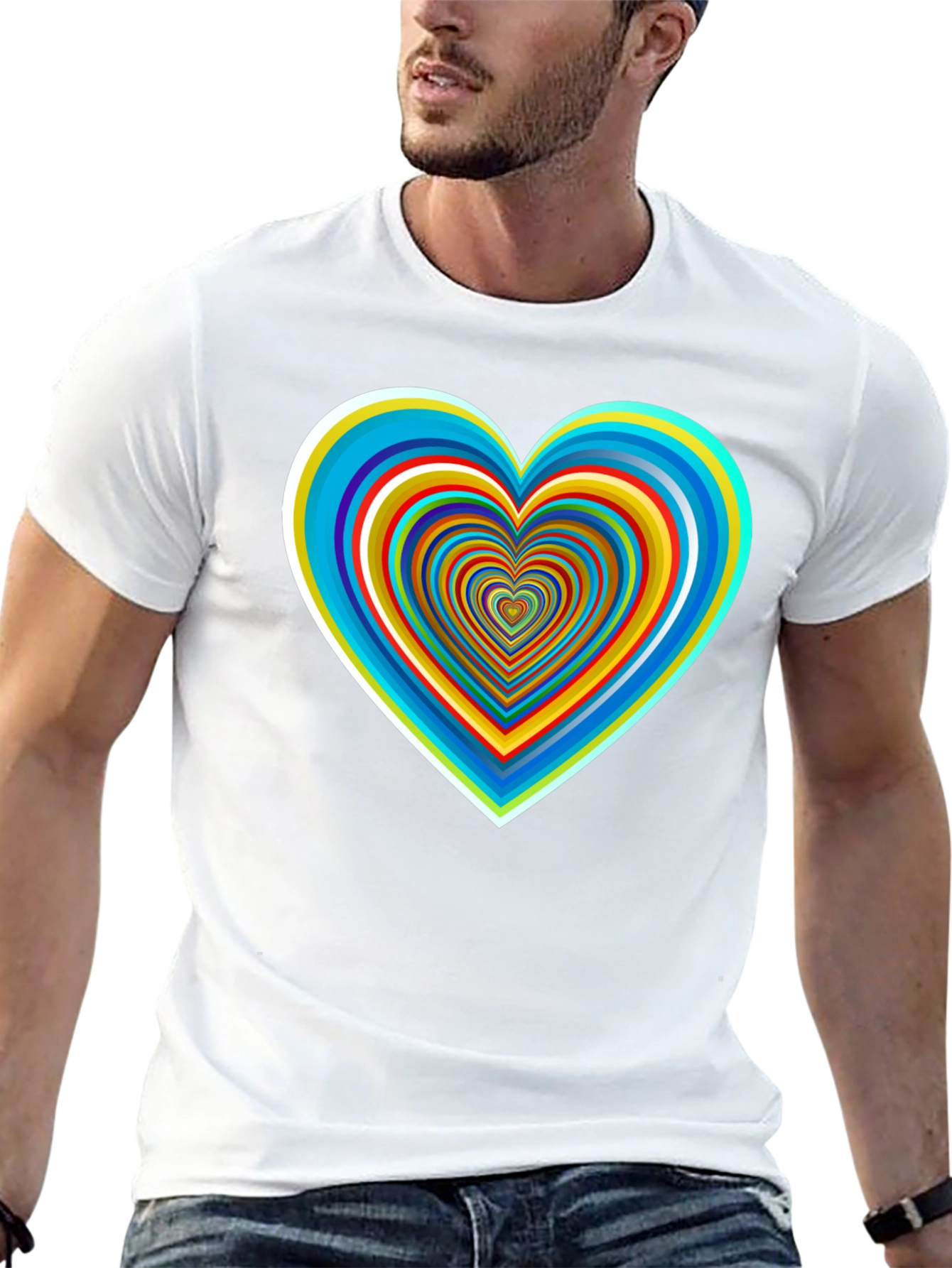 Psychedelic Heart Graphic Tee - Stylish Black Shirt