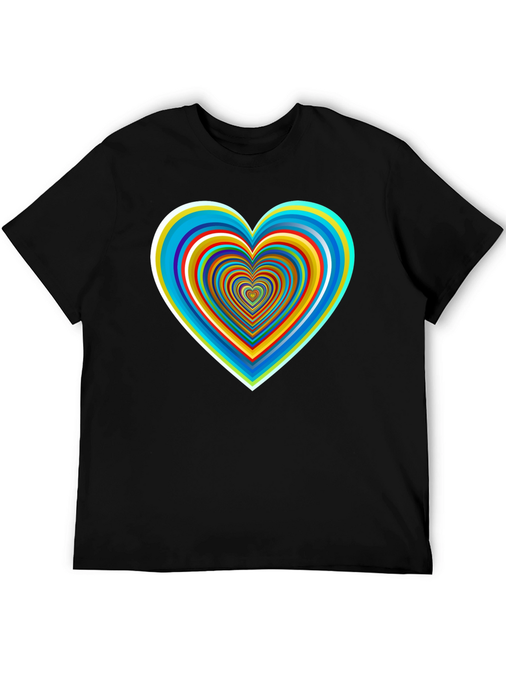 Psychedelic Heart Graphic Tee - Stylish Black Shirt