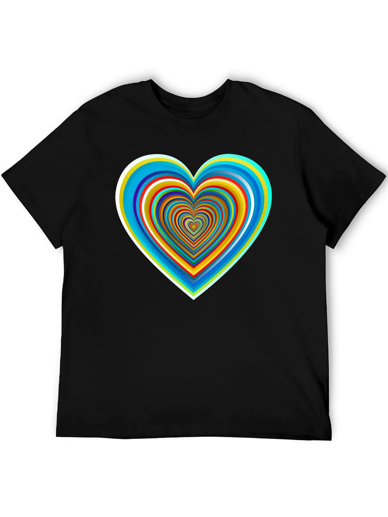Psychedelic Heart Graphic Tee - Stylish Black Shirt