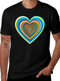 Psychedelic Heart Graphic Tee - Stylish Black Shirt