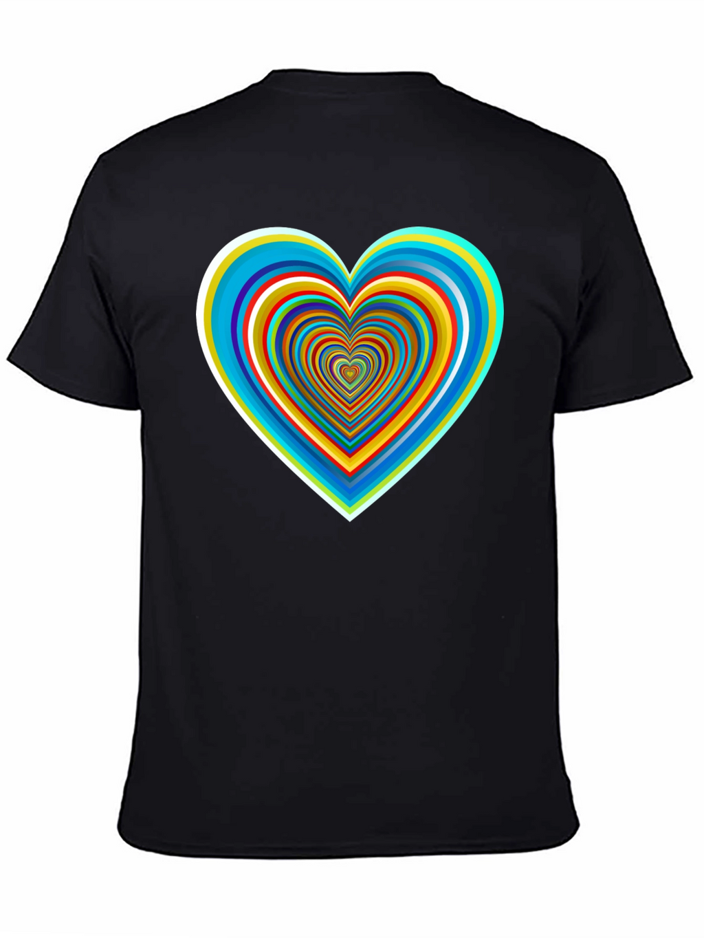 Psychedelic Heart Graphic Tee - Stylish Black Shirt
