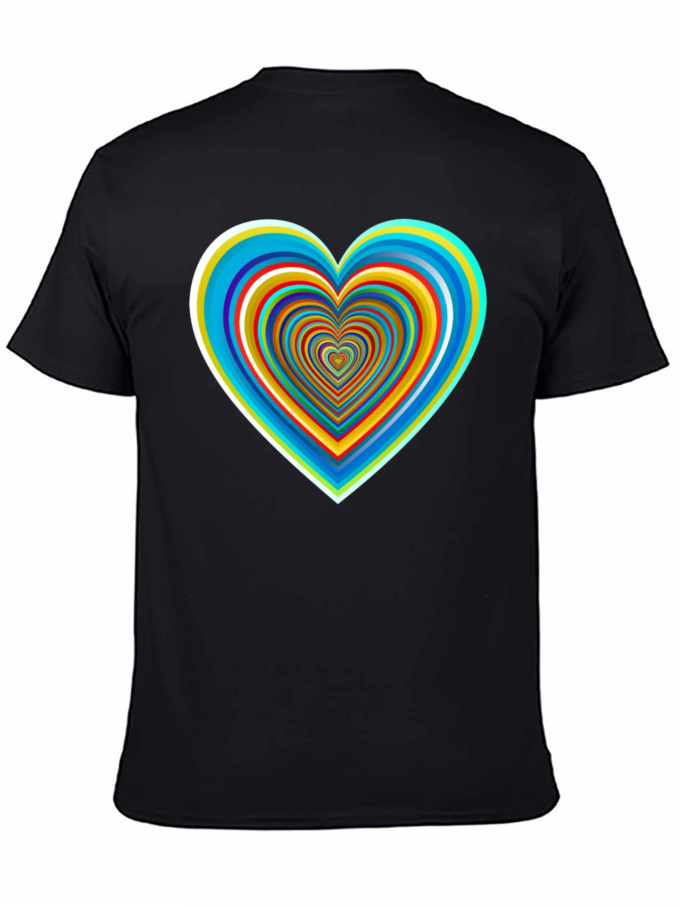 Psychedelic Heart Graphic Tee - Stylish Black Shirt
