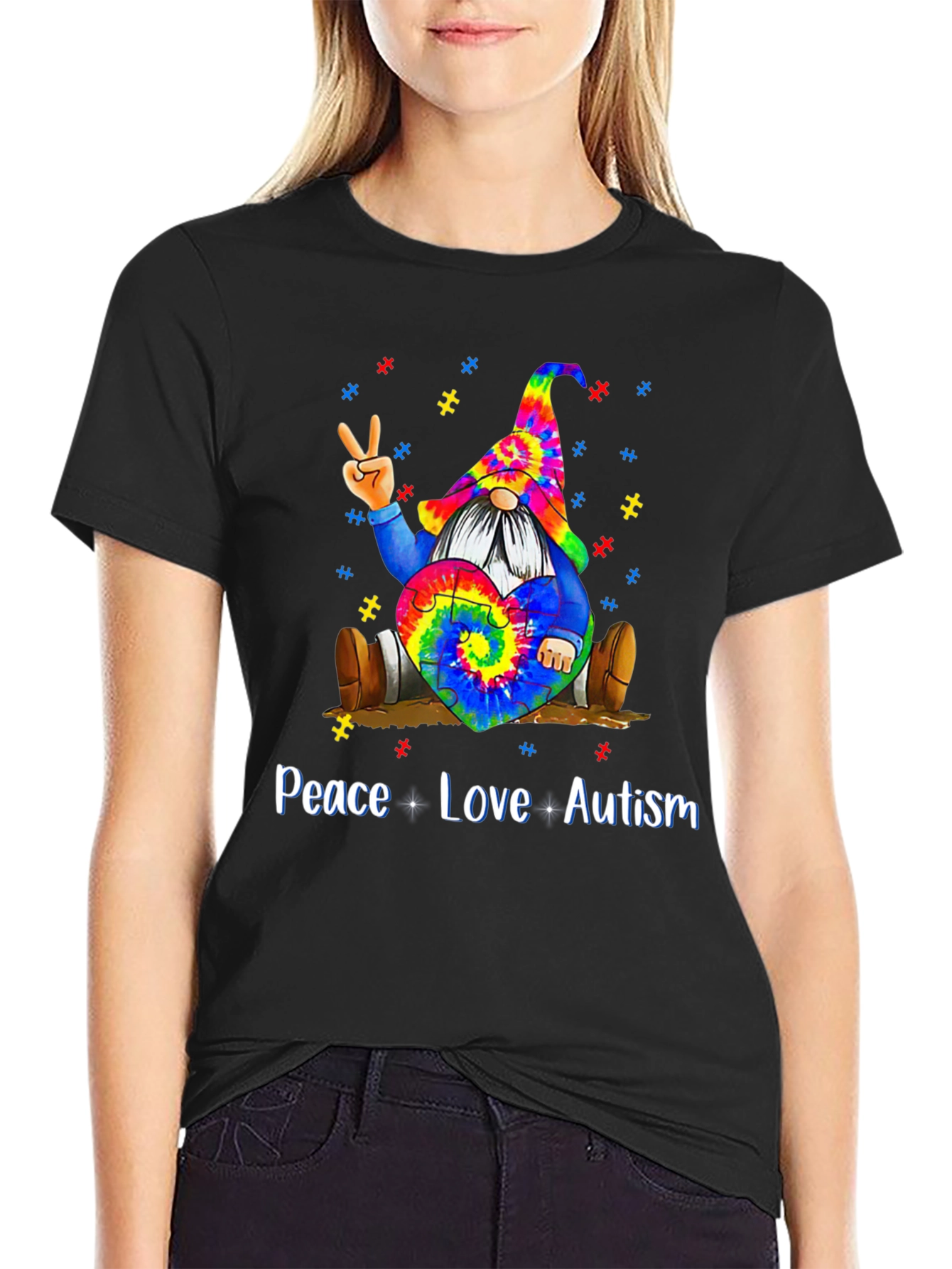 Peace Love Autism Gnome T-Shirt