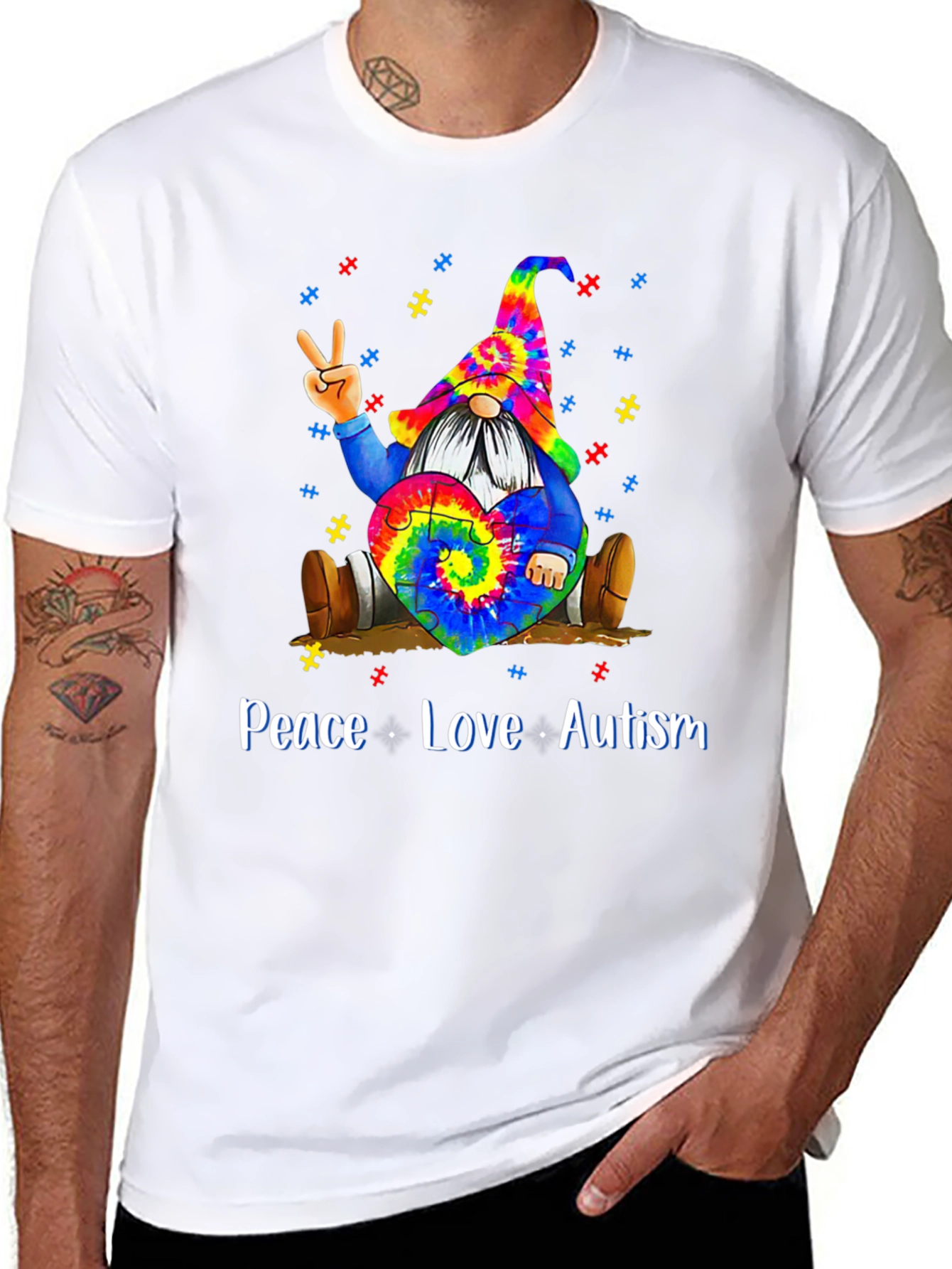 Peace Love Autism Gnome T-Shirt