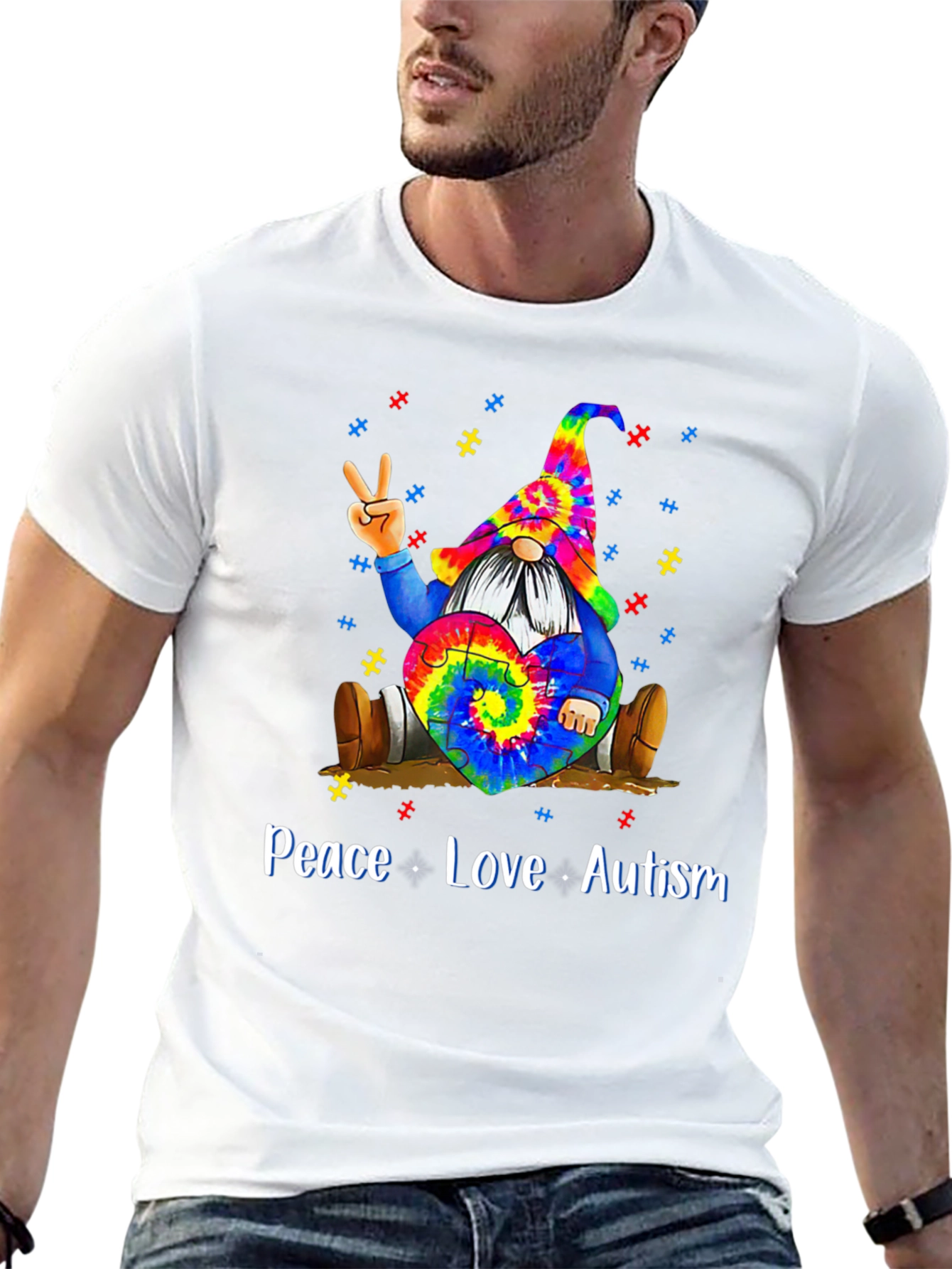 Peace Love Autism Gnome T-Shirt