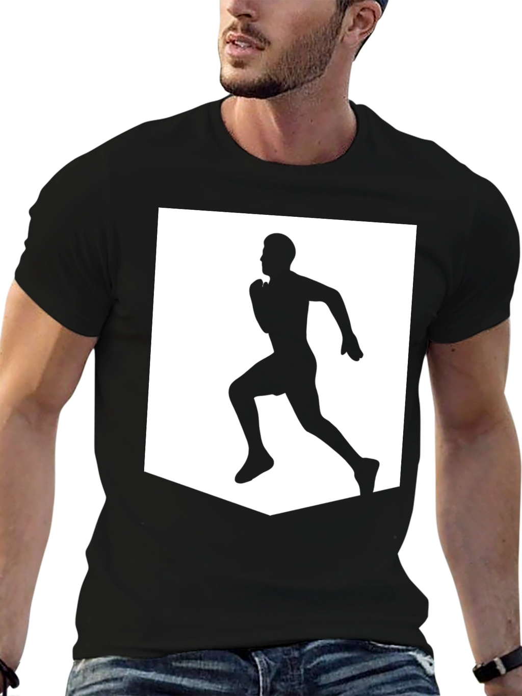 Mens Black Running Graphic Tee