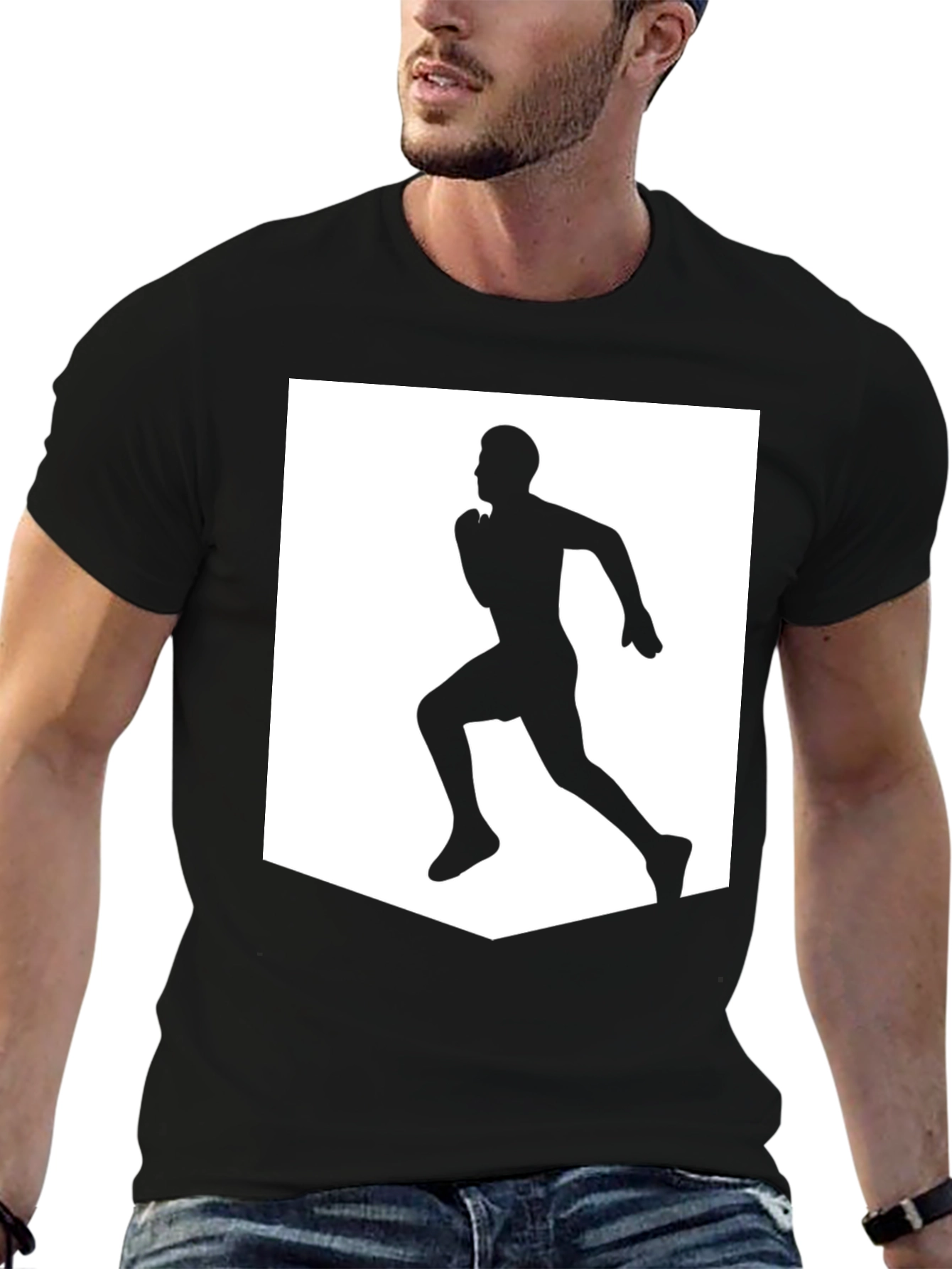 Mens Black Running Graphic Tee