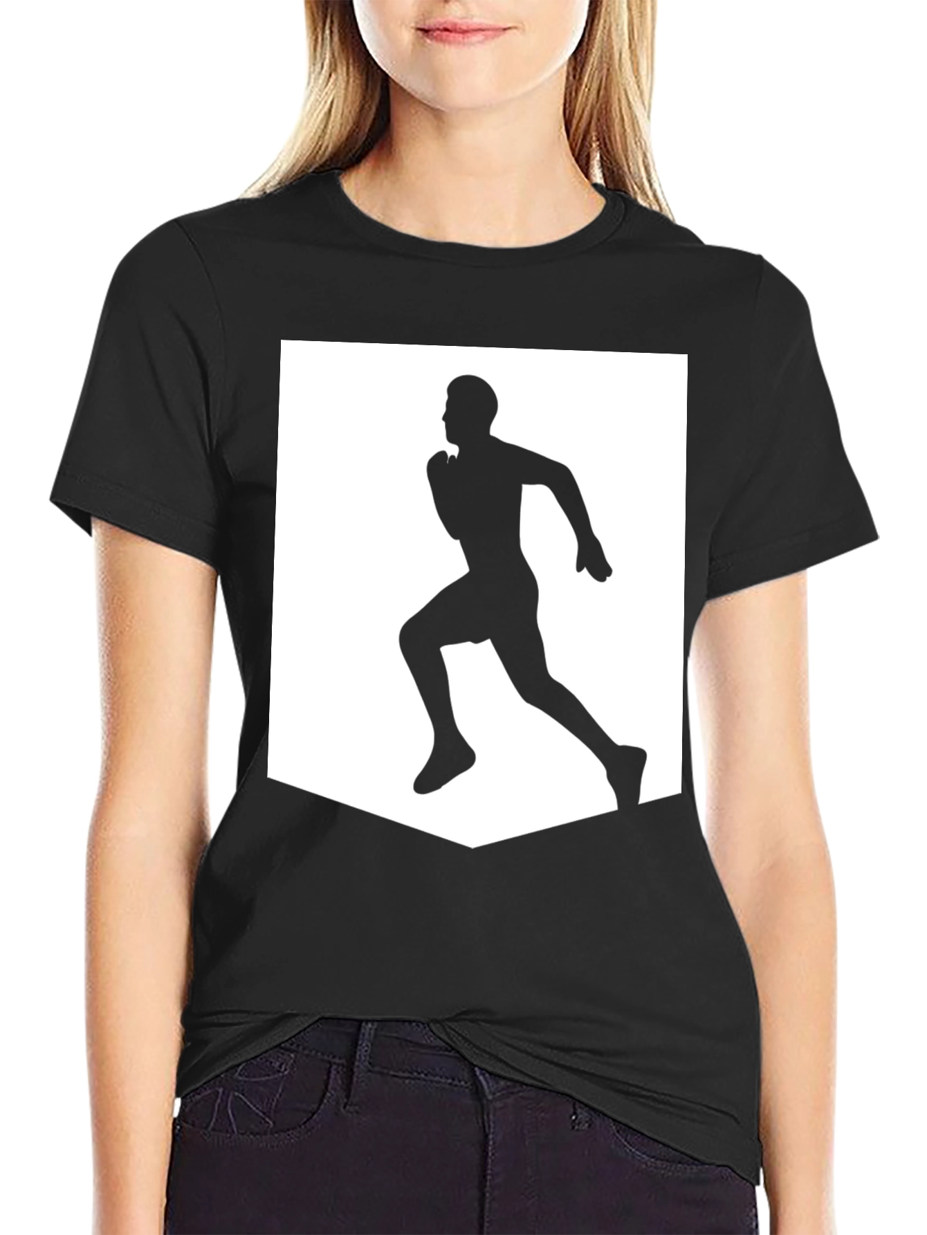 Mens Black Running Graphic Tee
