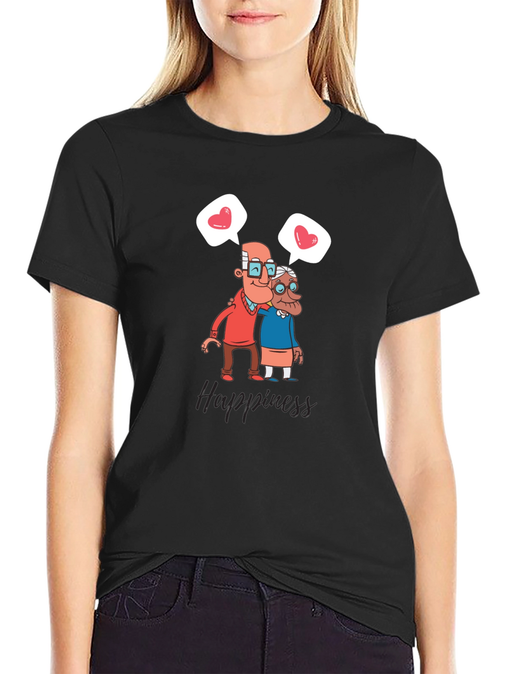 Happiness Graphic Tee - Sweet Old Couple Design