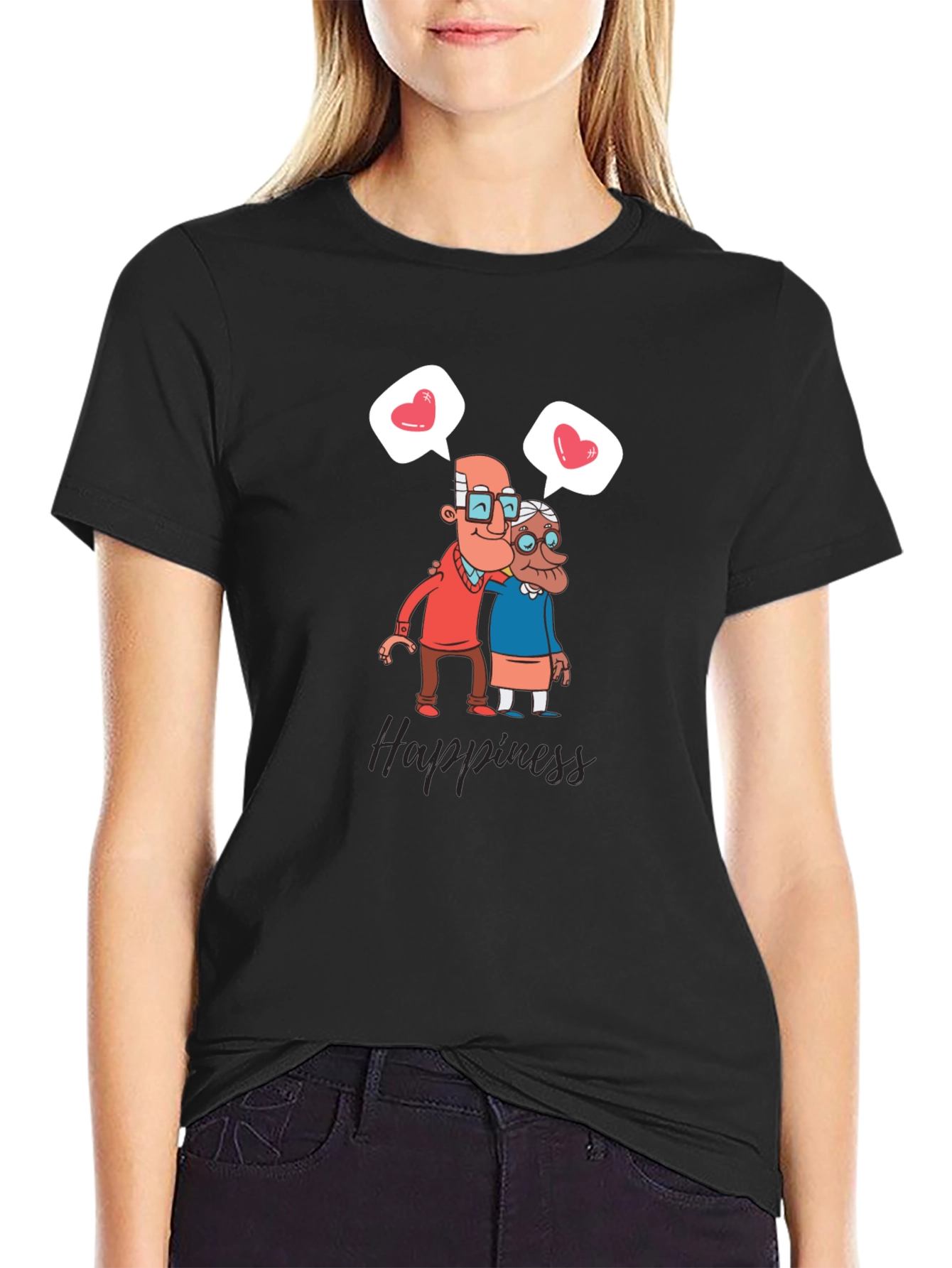 Happiness Graphic Tee - Sweet Old Couple Design