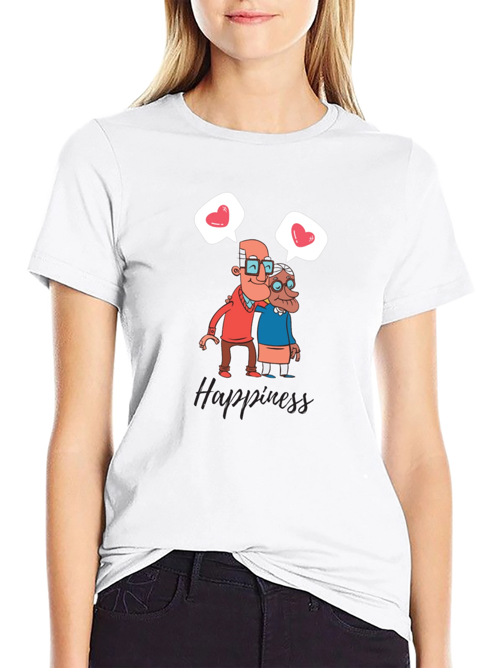 Happiness Graphic Tee - Sweet Old Couple Design
