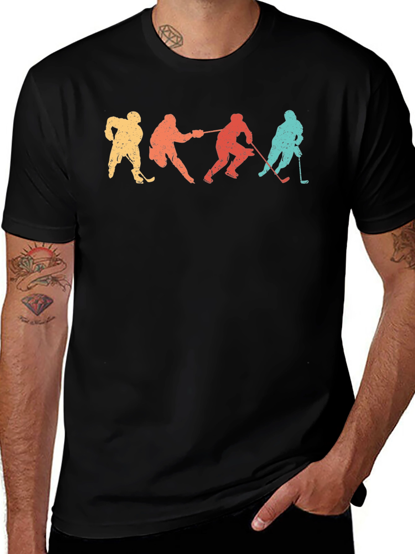 Retro Hockey Player Silhouette Graphic Tee