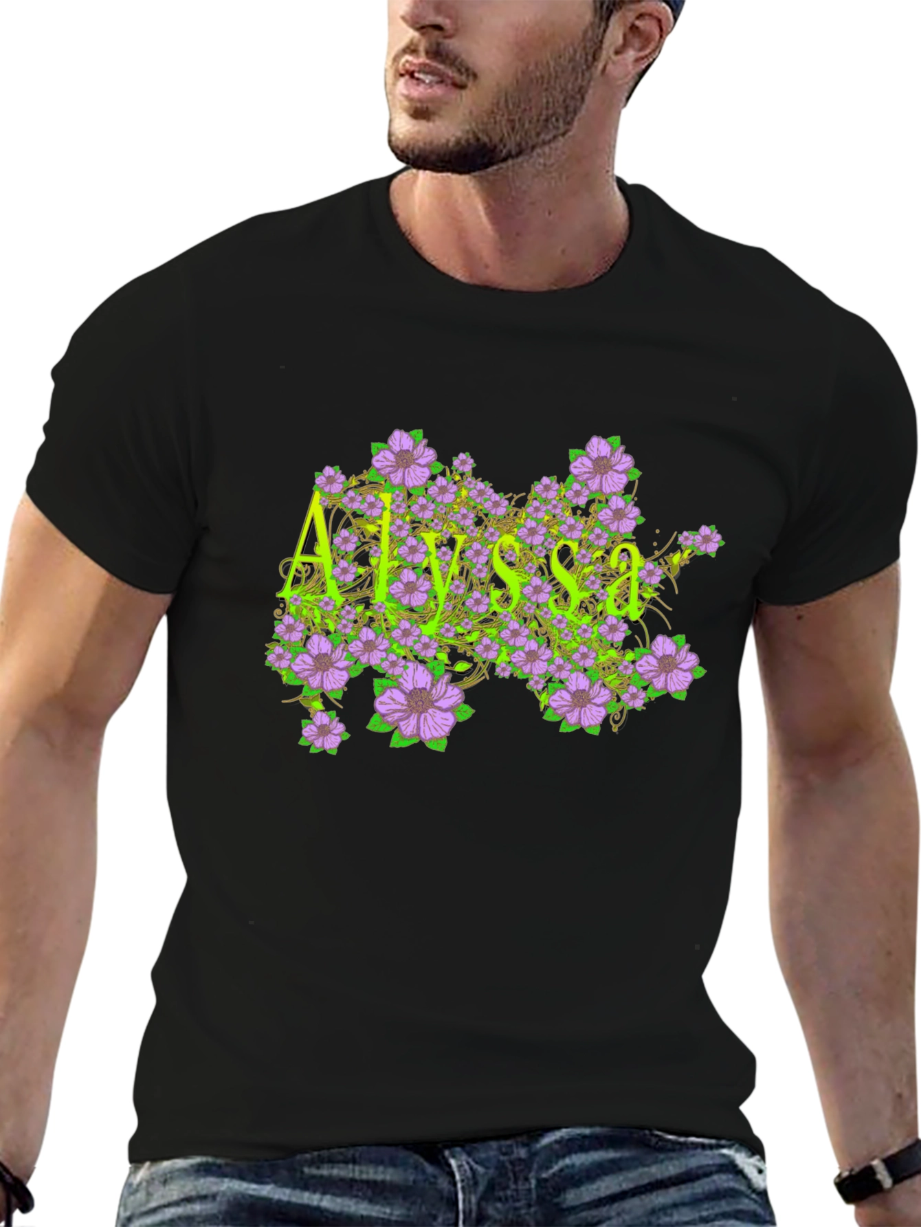 Floral Alyssa Graphic T-Shirt - Custom Name Design