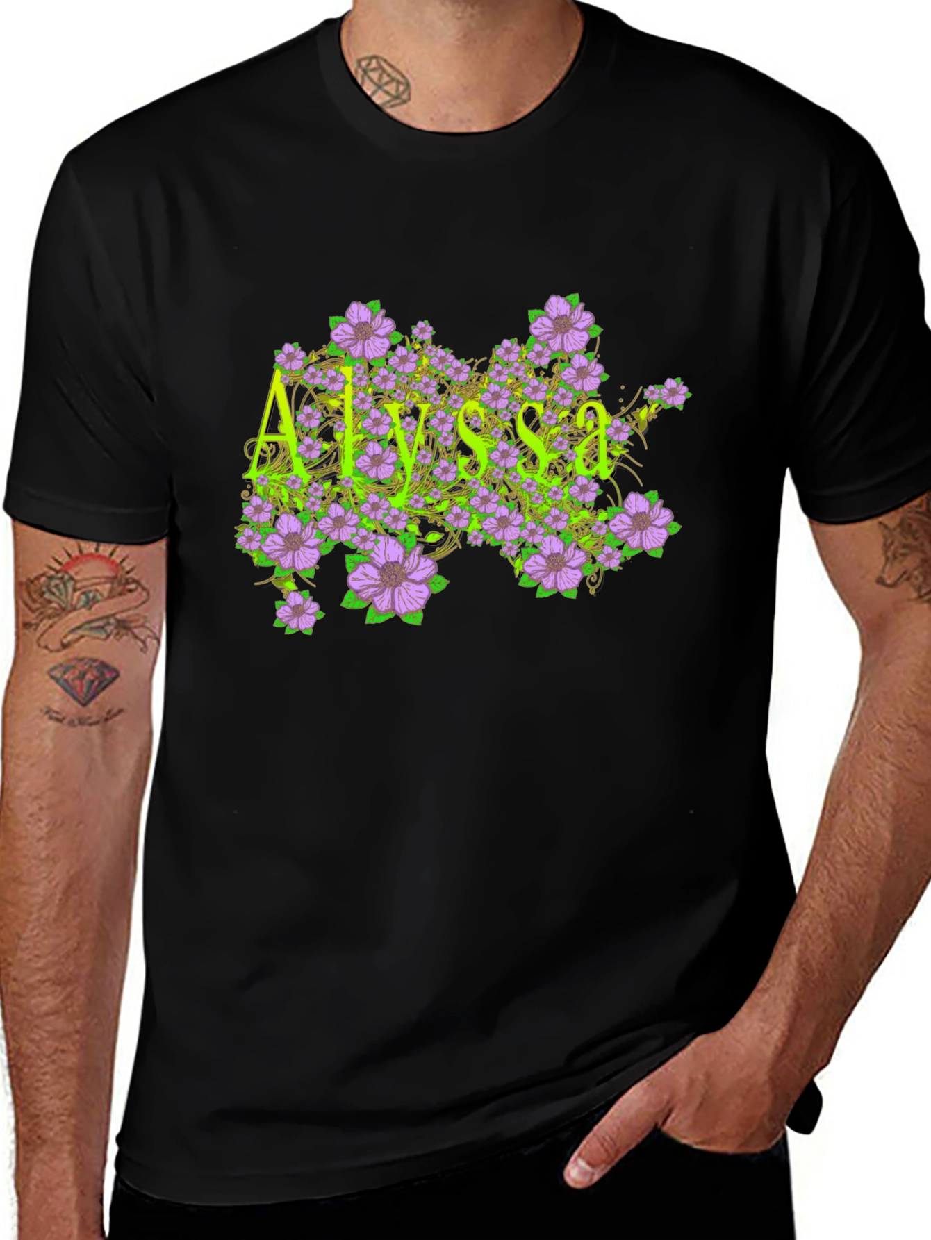 Floral Alyssa Graphic T-Shirt - Custom Name Design