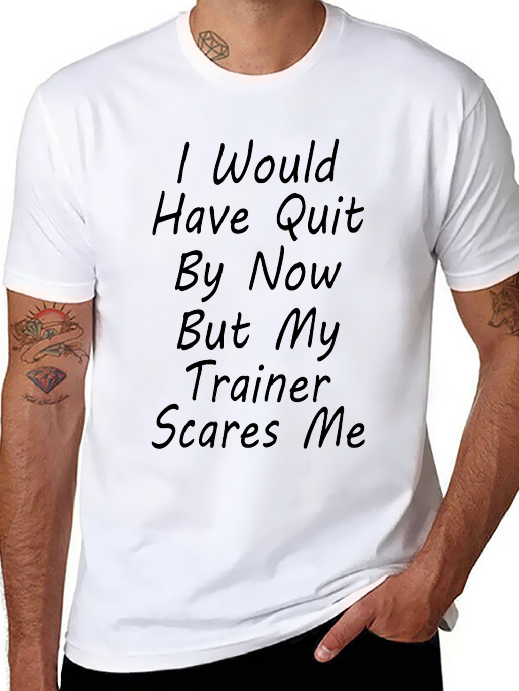 Funny Workout T-Shirt - Trainer Scares Me