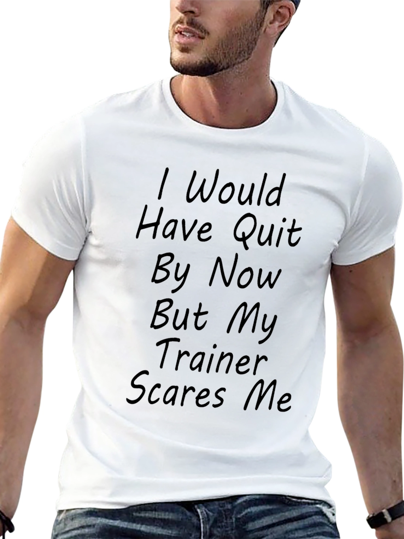 Funny Workout T-Shirt - Trainer Scares Me