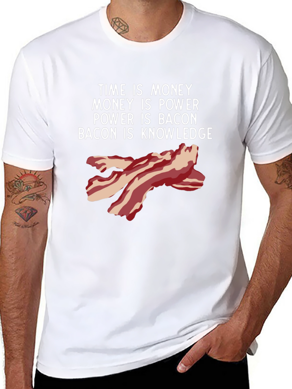 Time is Money Bacon Knowledge Funny T-Shirt