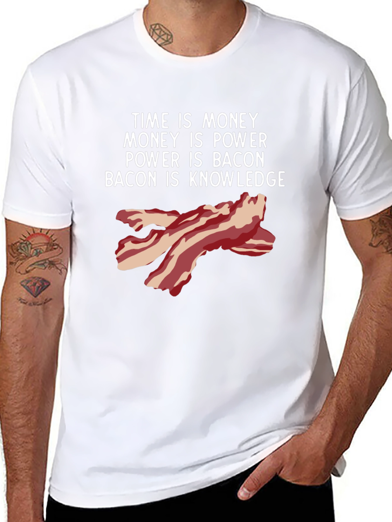 Time is Money Bacon Knowledge Funny T-Shirt